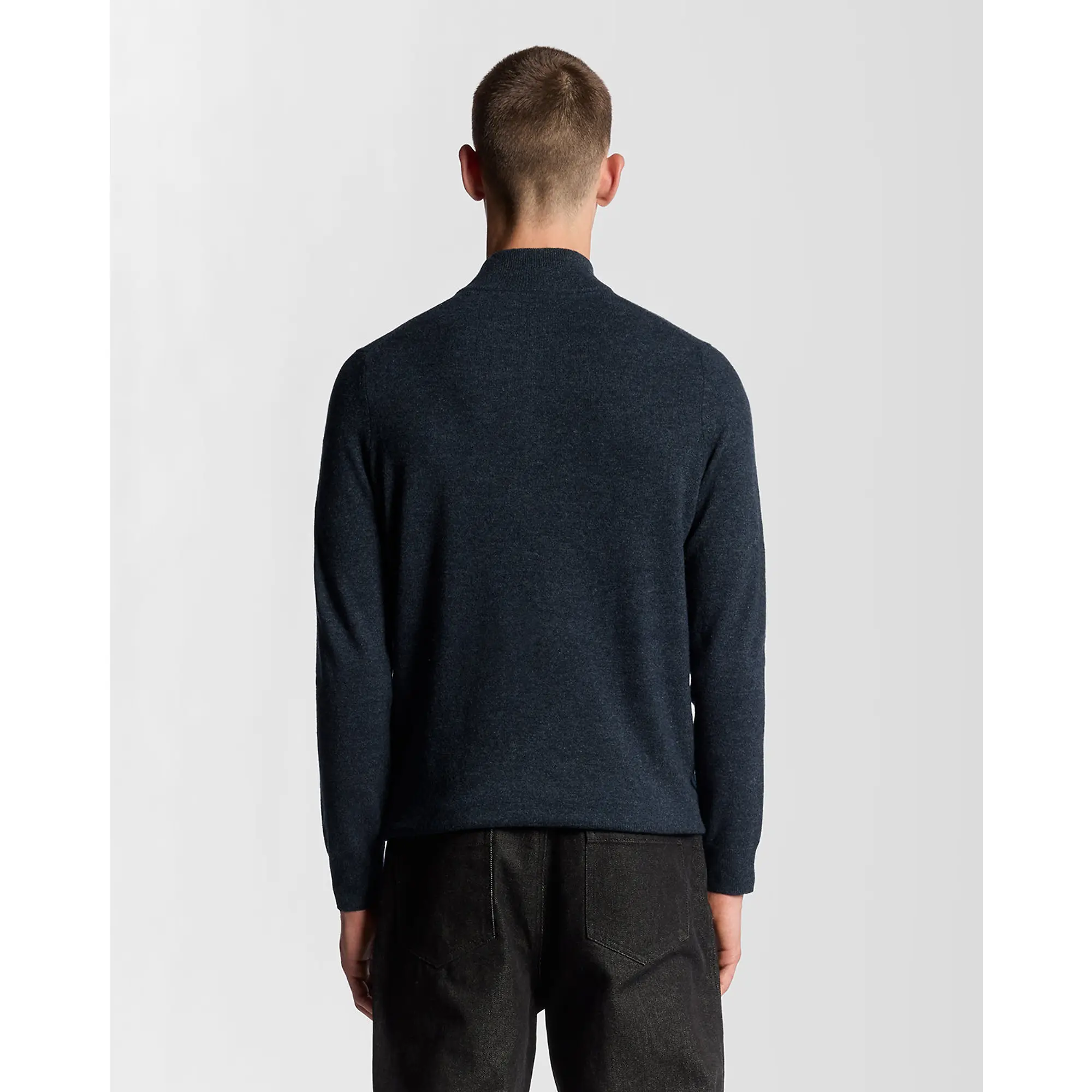 Product image 4 of 6 of Lyle & Scott Men's Lambswool Blend Quarter Zip Jumper - Dark Navy Marl