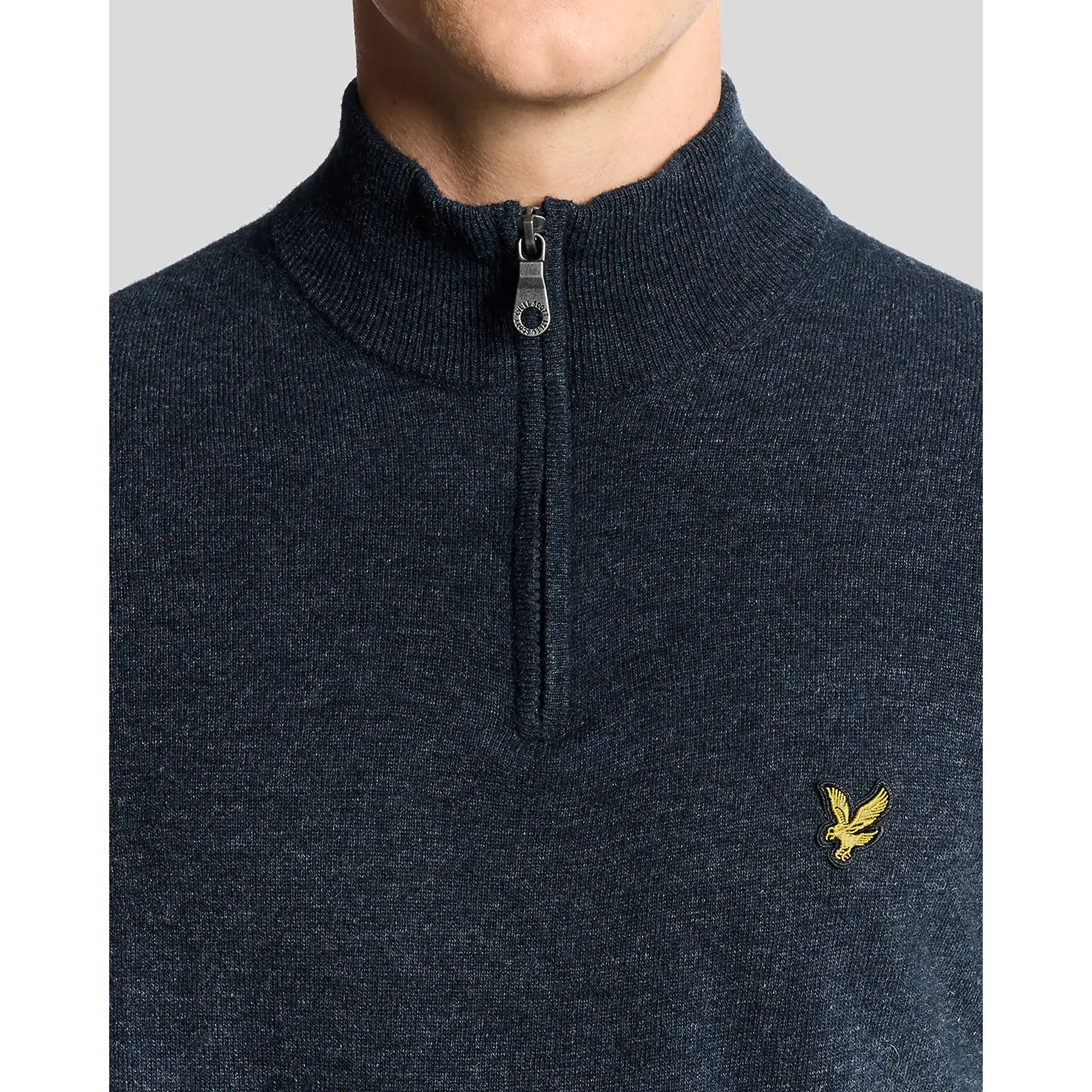 Product image 5 of 6 of Lyle & Scott Men's Lambswool Blend Quarter Zip Jumper - Dark Navy Marl