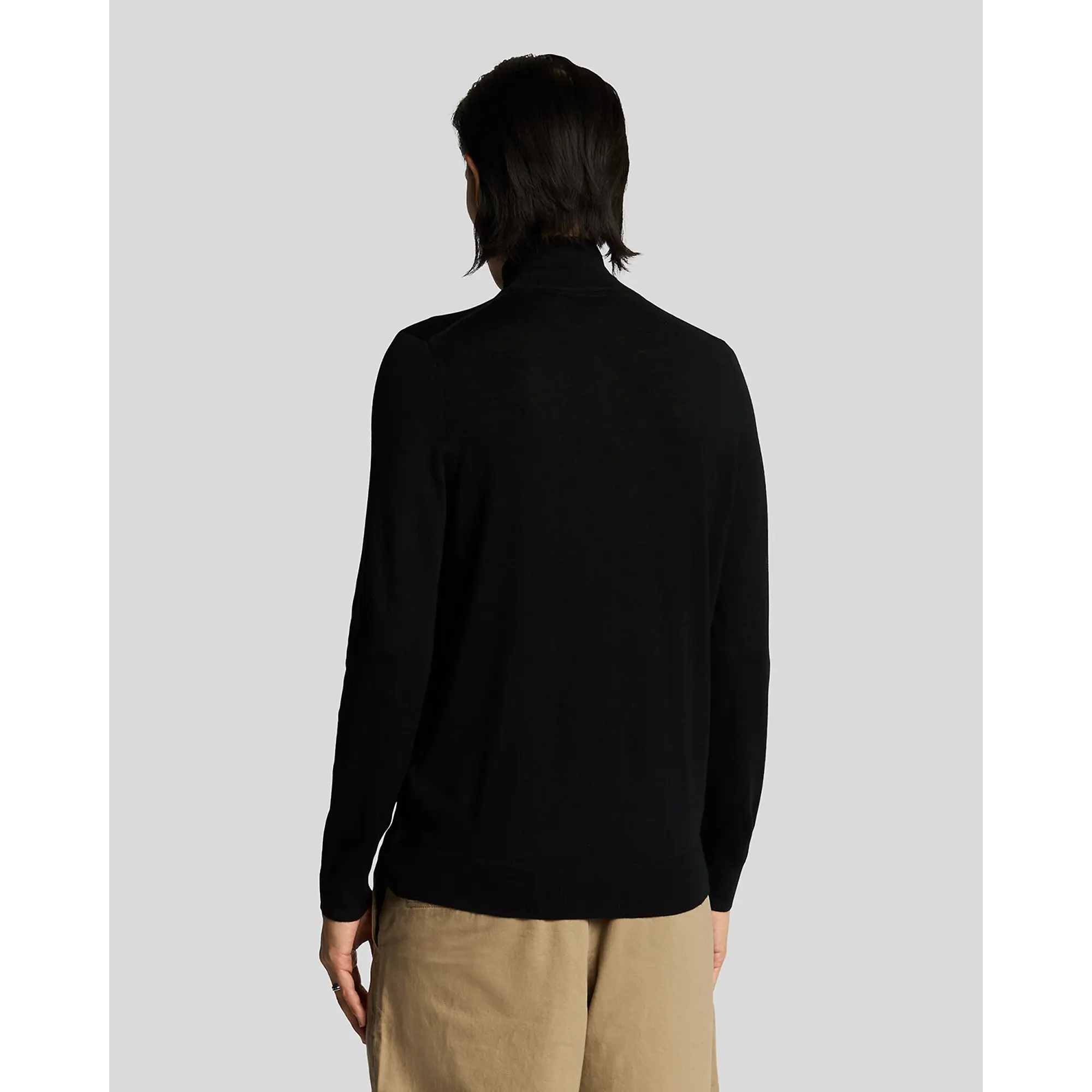Product image 4 of 5 of Lyle & Scott Men's Tonal Eagle Merino Quarter Zip Jumper - Jet Black
