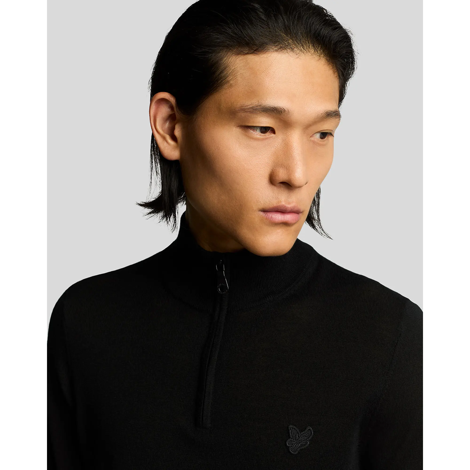 Product image 5 of 5 of Lyle & Scott Men's Tonal Eagle Merino Quarter Zip Jumper - Jet Black