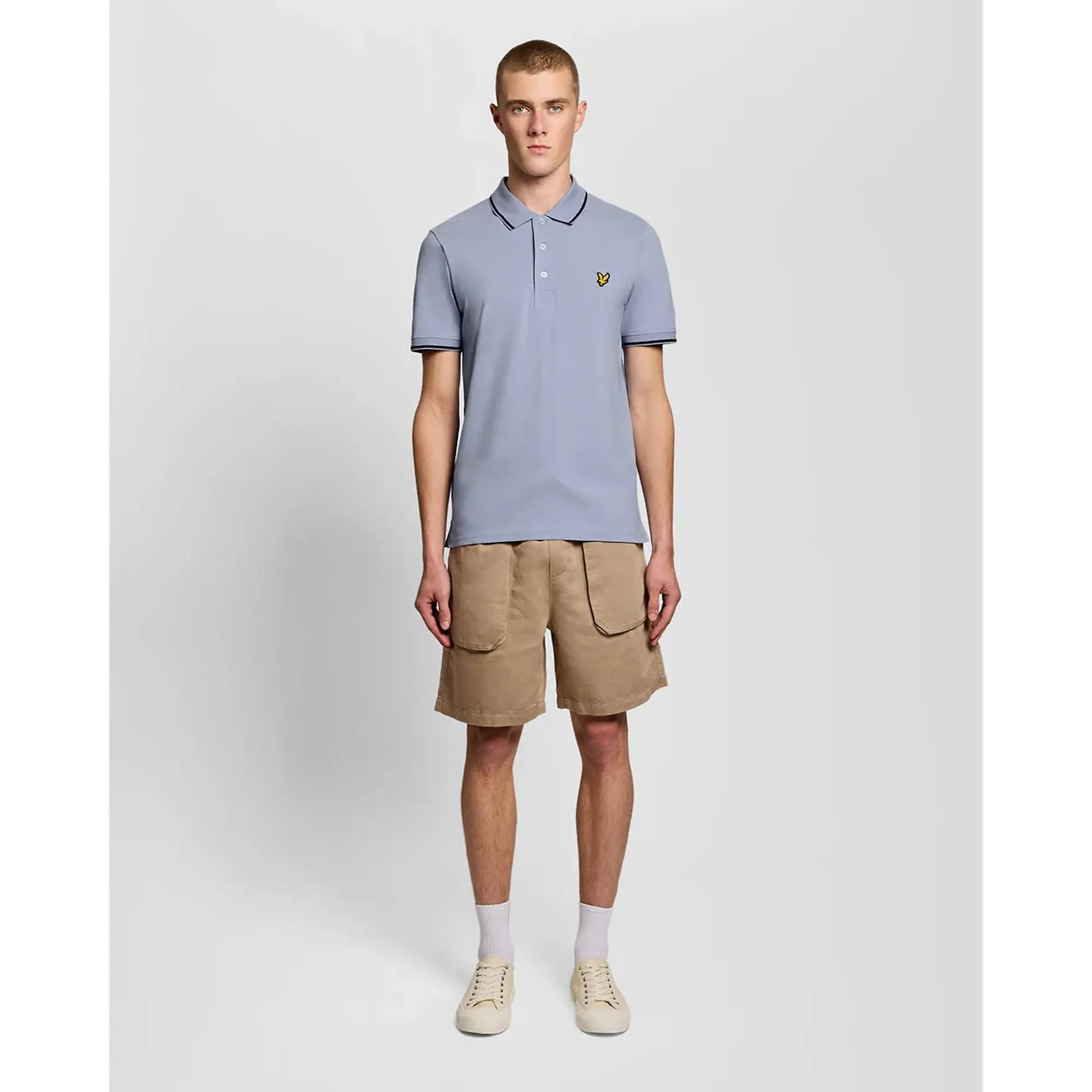 Product image 3 of 6 of Lyle & Scott Men's Tipped Polo Shirt - Bubble Blue/Jet Black