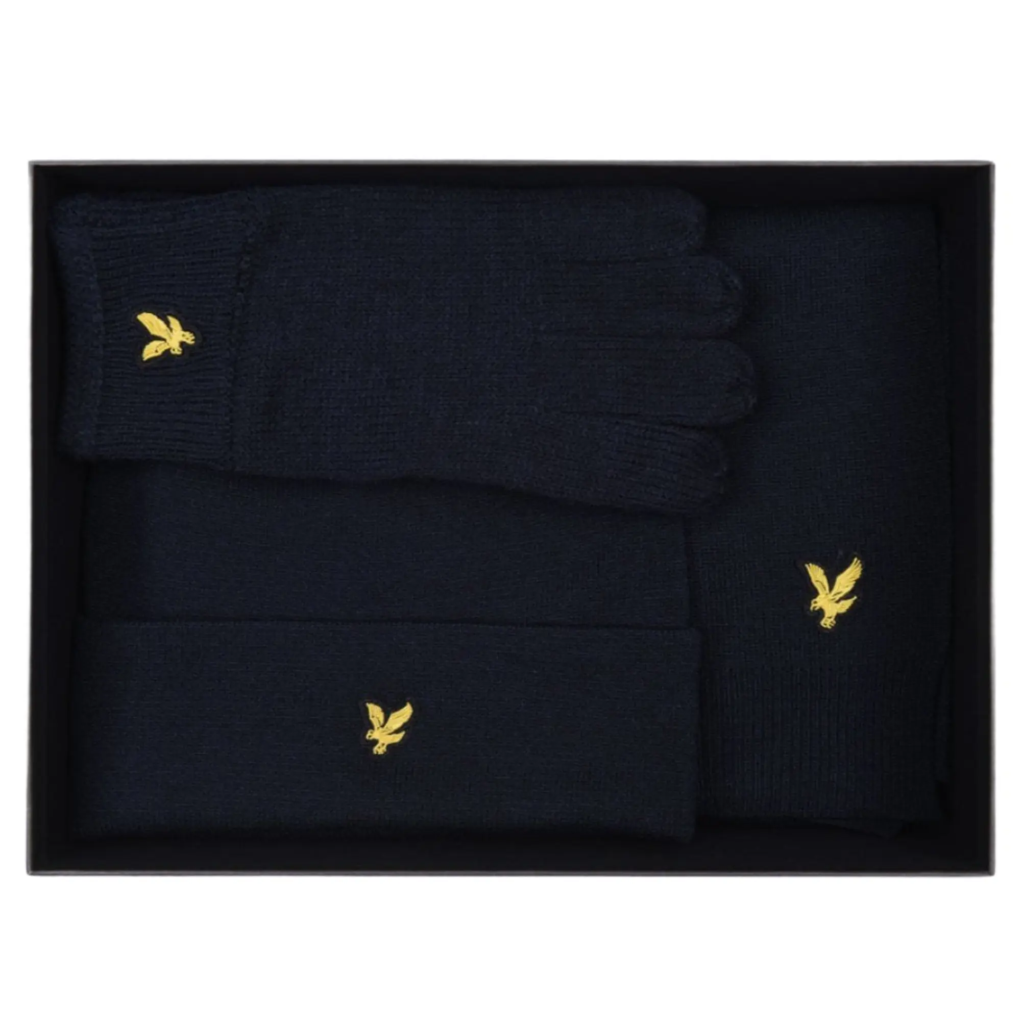 Product image 4 of 7 of Lyle & Scott Men's Checked Scarf And Beanie Gift Set - Dark Navy