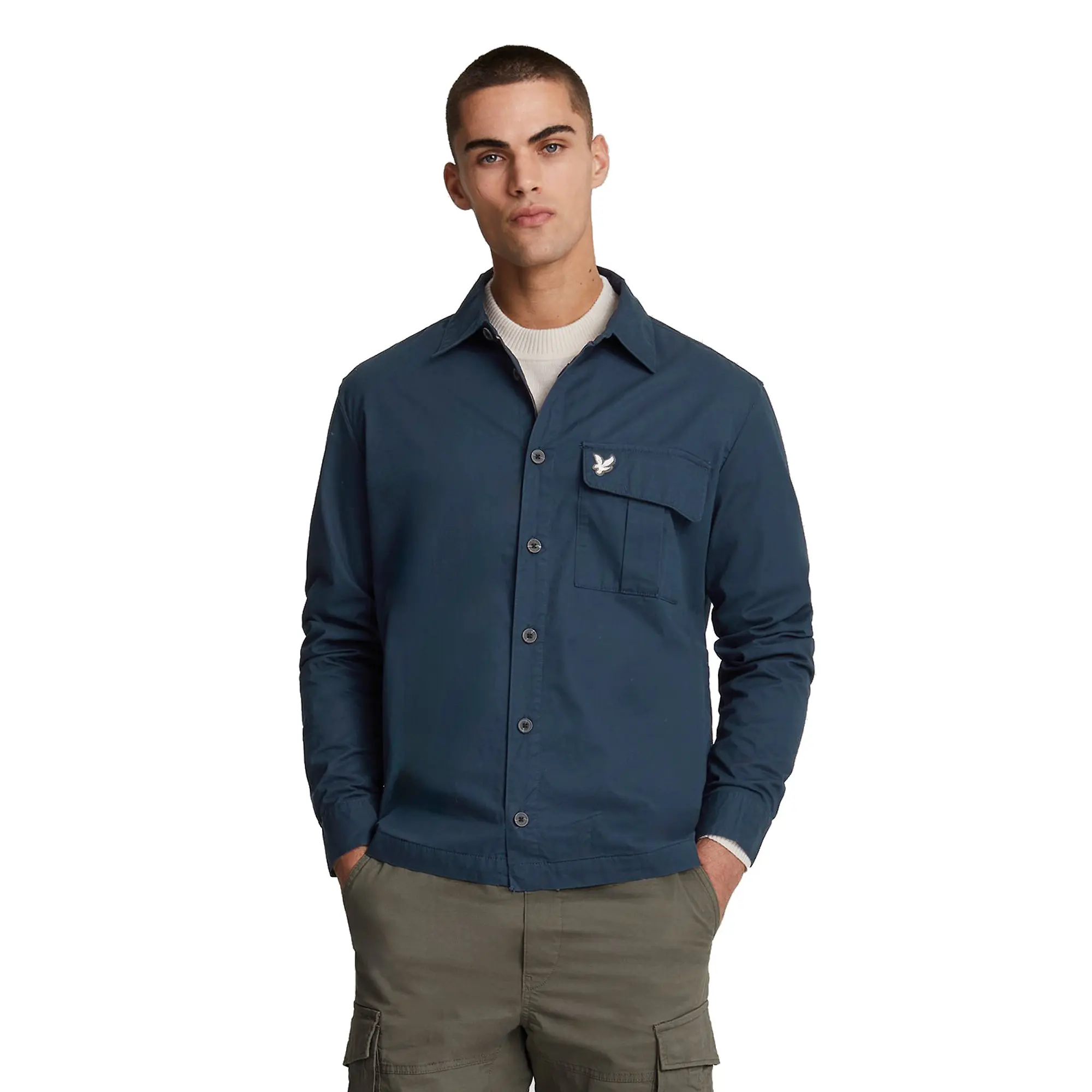 Product image 1 of 5 of Lyle & Scott Men's Premium Pleated Pocket Overshirt - Midnight Blue