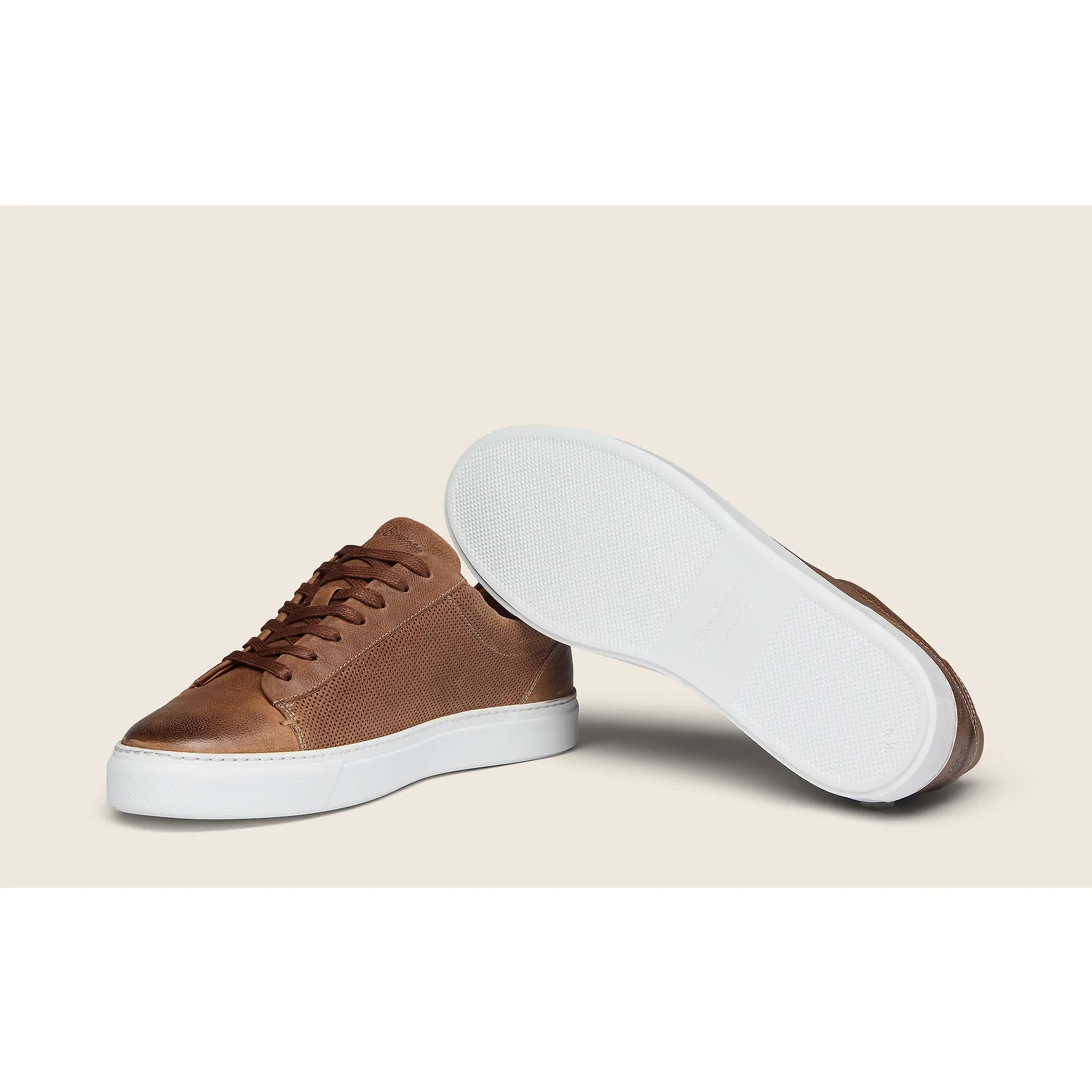 Product image 4 of 6 of Oliver Sweeney Men's Almada Perforated Calf Leather Cupsole Trainers - Tan