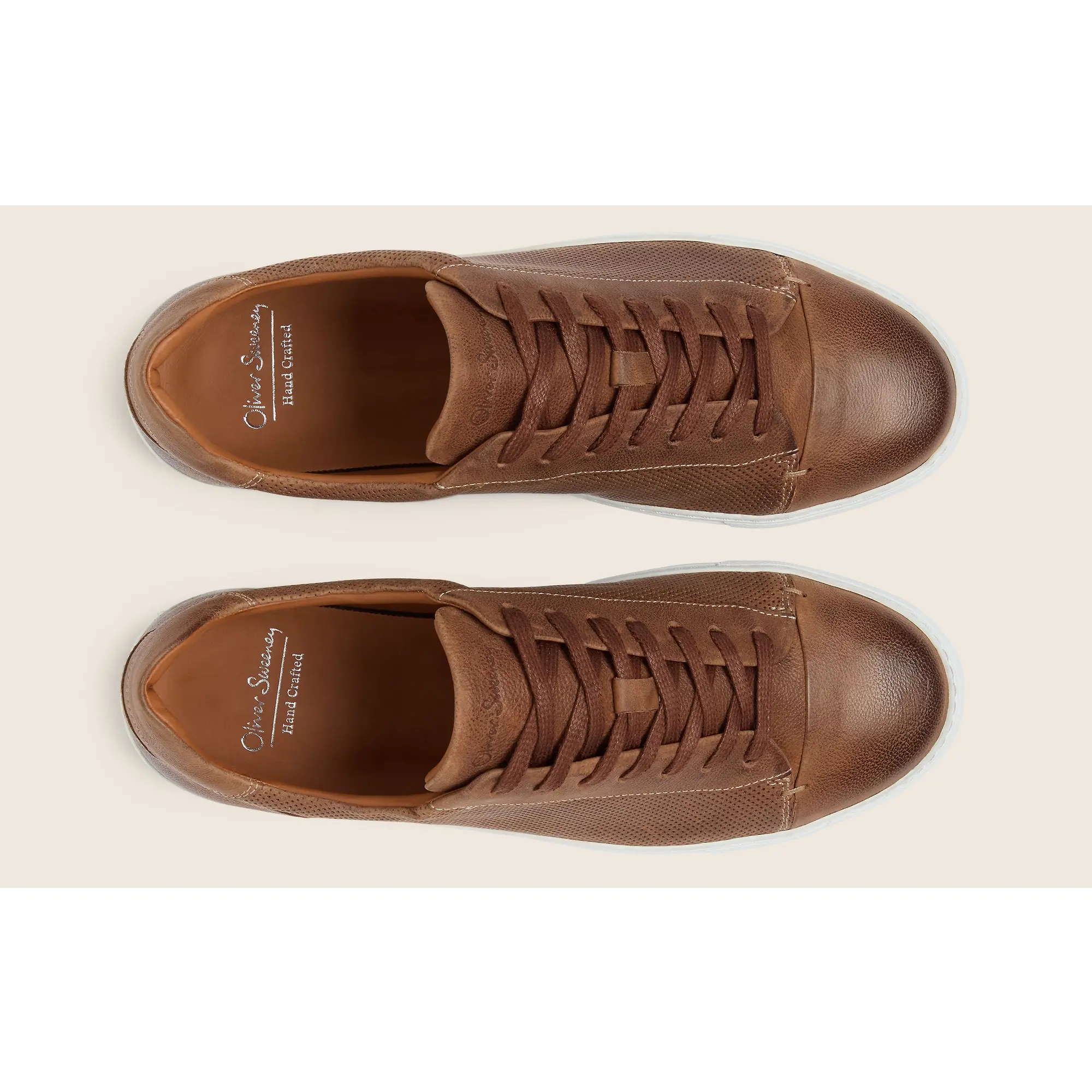 Product image 6 of 6 of Oliver Sweeney Men's Almada Perforated Calf Leather Cupsole Trainers - Tan