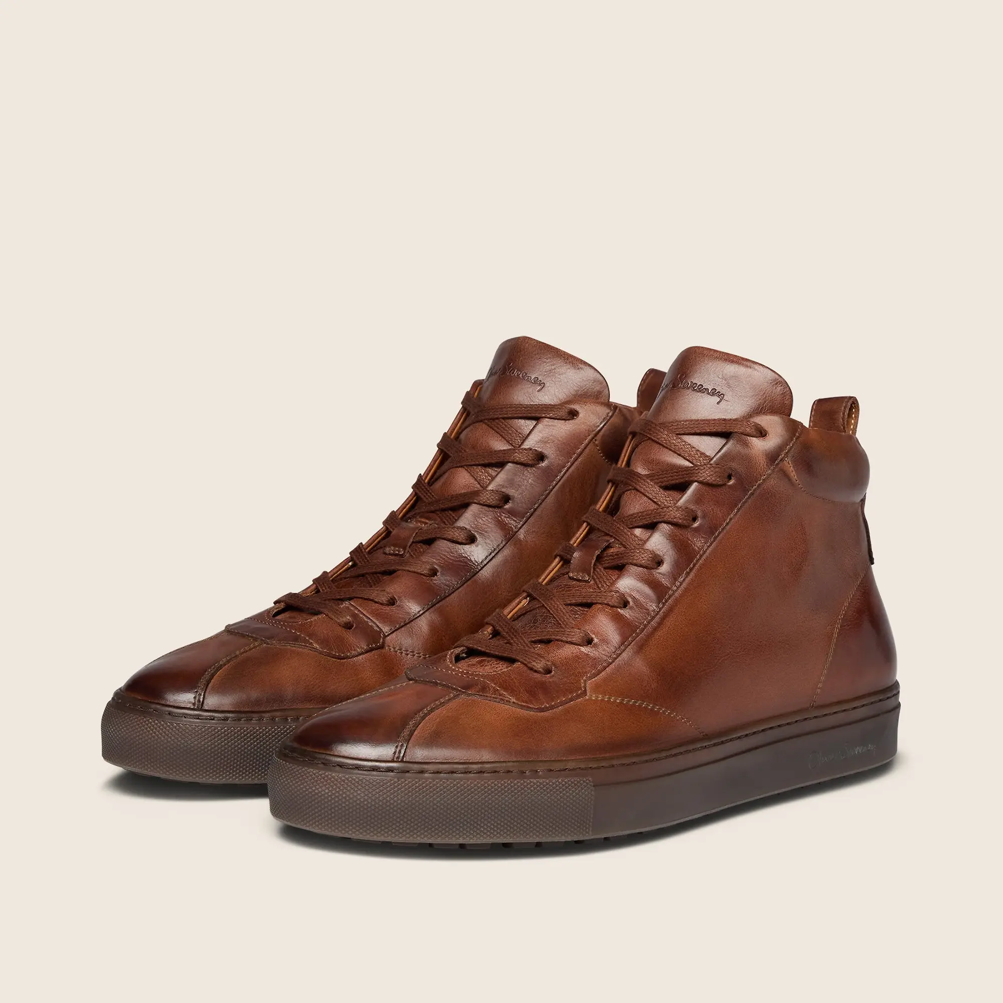 Product image 2 of 6 of Oliver Sweeney Men's Defeza Hand-Finished Calf Leather Retro Trainers - Dark Tan