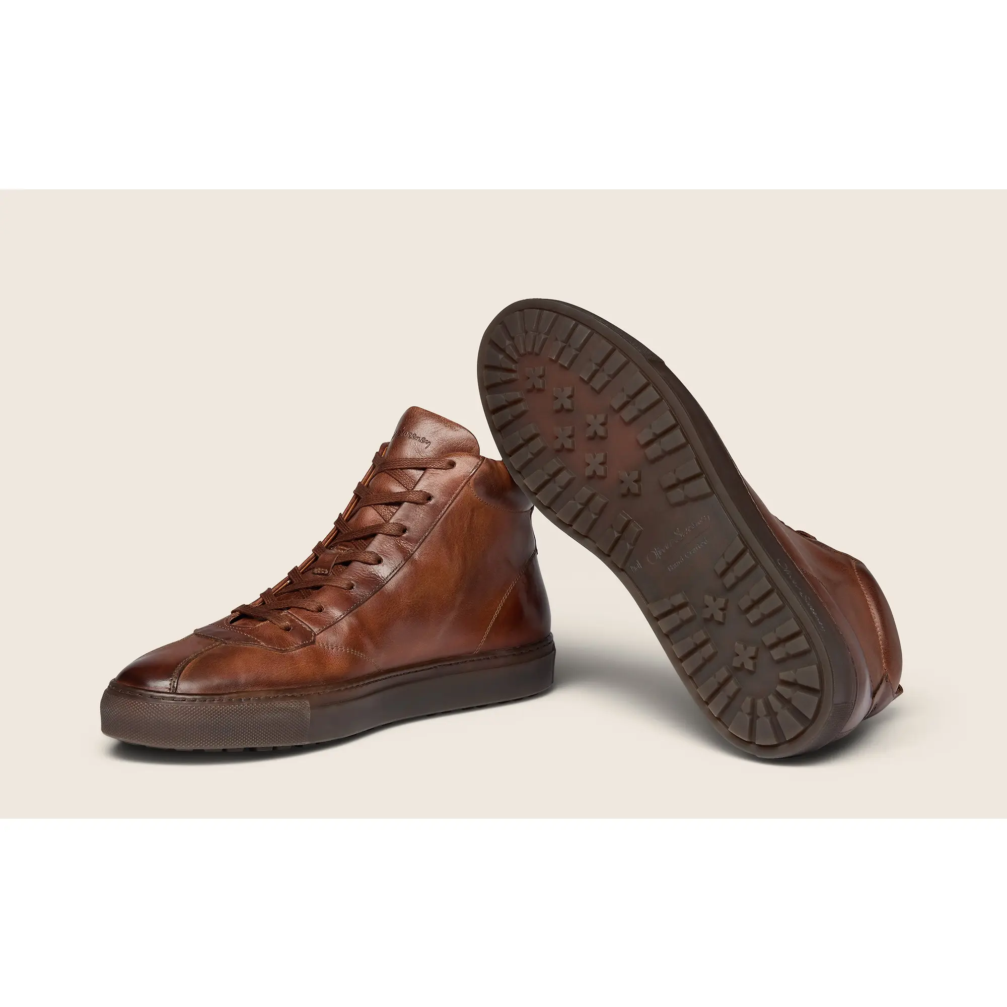 Product image 3 of 6 of Oliver Sweeney Men's Defeza Hand-Finished Calf Leather Retro Trainers - Dark Tan