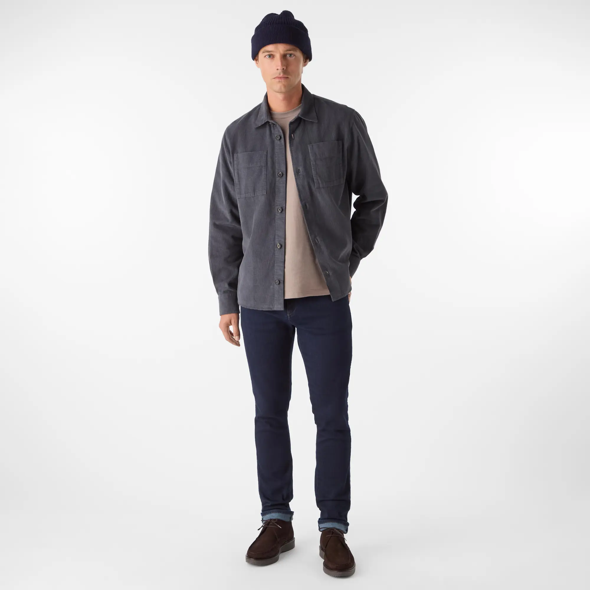 Product image 3 of 8 of Oliver Sweeney Men's Lagos Garment Dyed Textured Cotton Overshirt - Slate Waffle