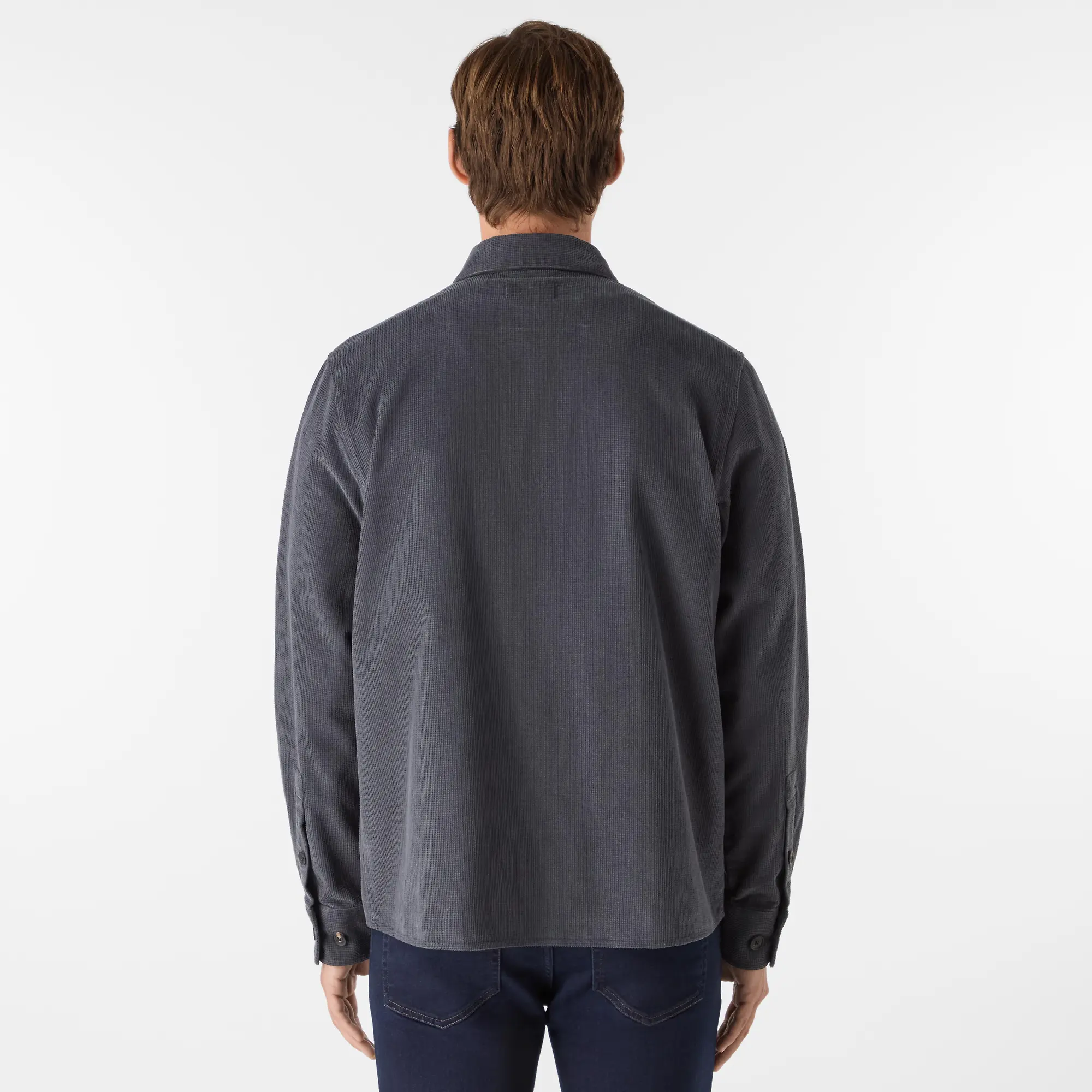 Product image 4 of 8 of Oliver Sweeney Men's Lagos Garment Dyed Textured Cotton Overshirt - Slate Waffle