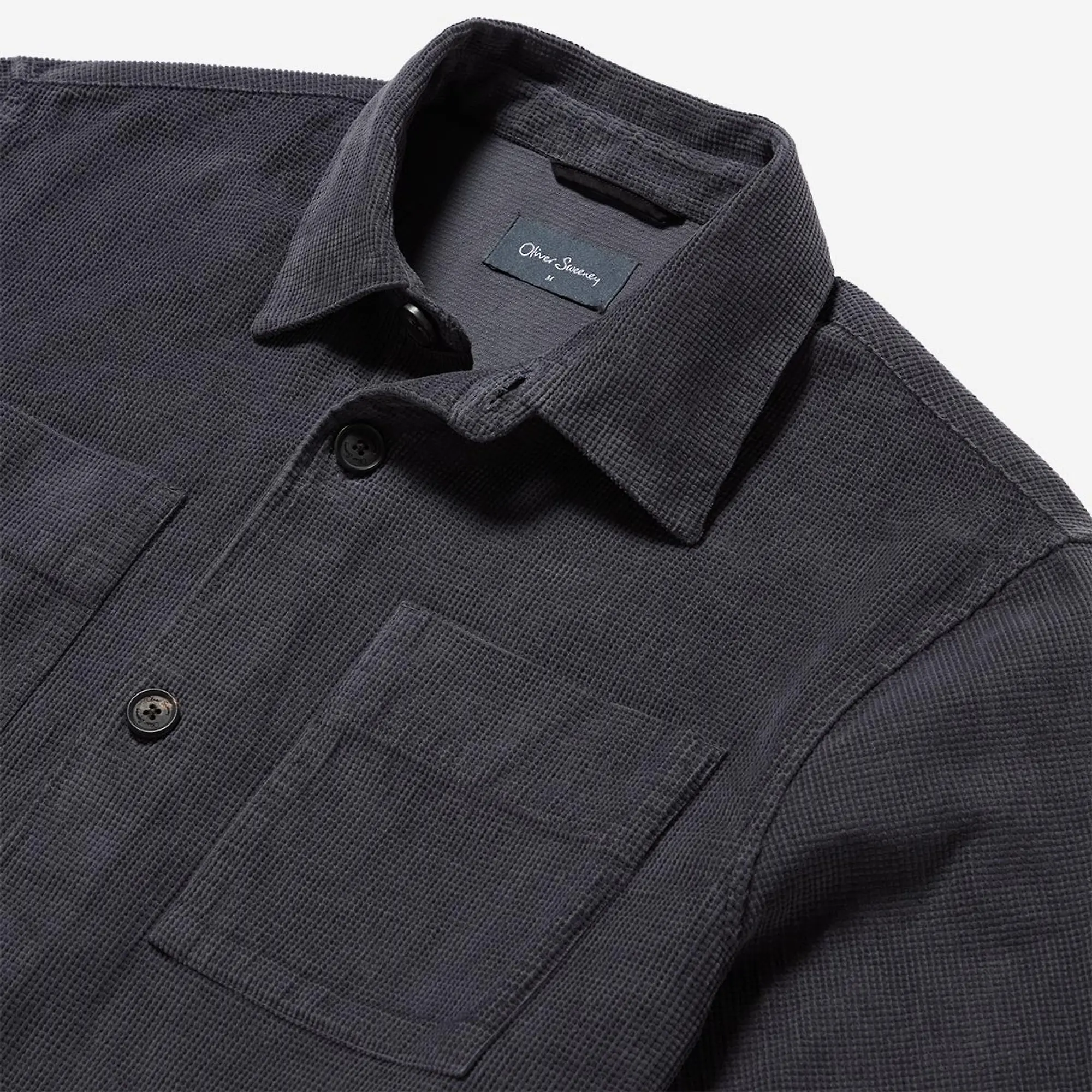 Product image 5 of 8 of Oliver Sweeney Men's Lagos Garment Dyed Textured Cotton Overshirt - Slate Waffle