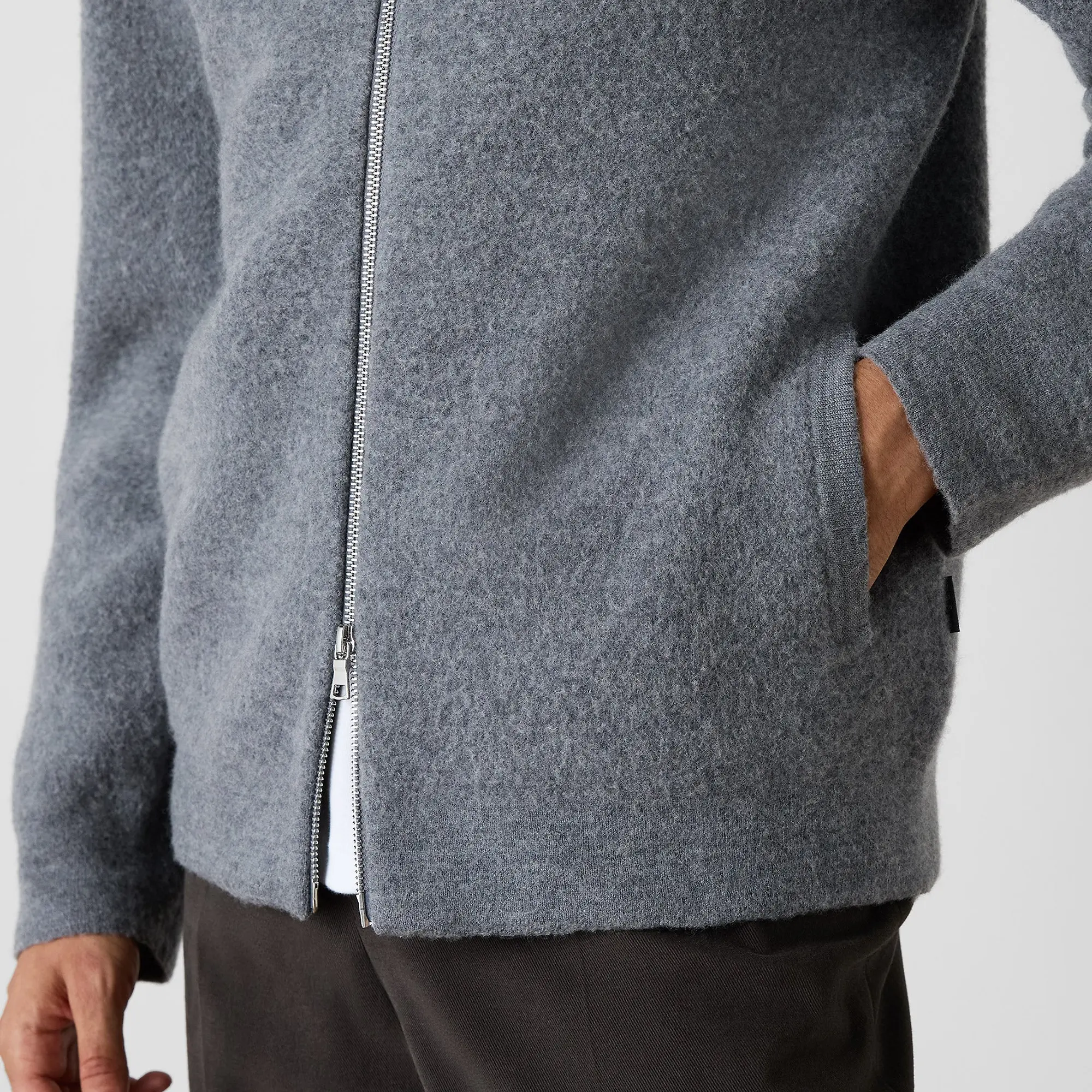 Product image 6 of 7 of Oliver Sweeney Men's Lanark Boiled Merino Wool Bomber Jacket - Grey