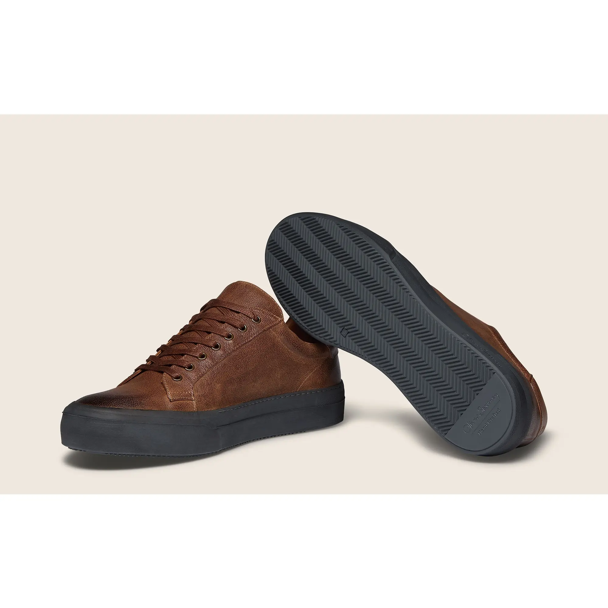 Product image 3 of 6 of Oliver Sweeney Men's Piodao Grained Calf Leather Cupsole Trainers - Tan
