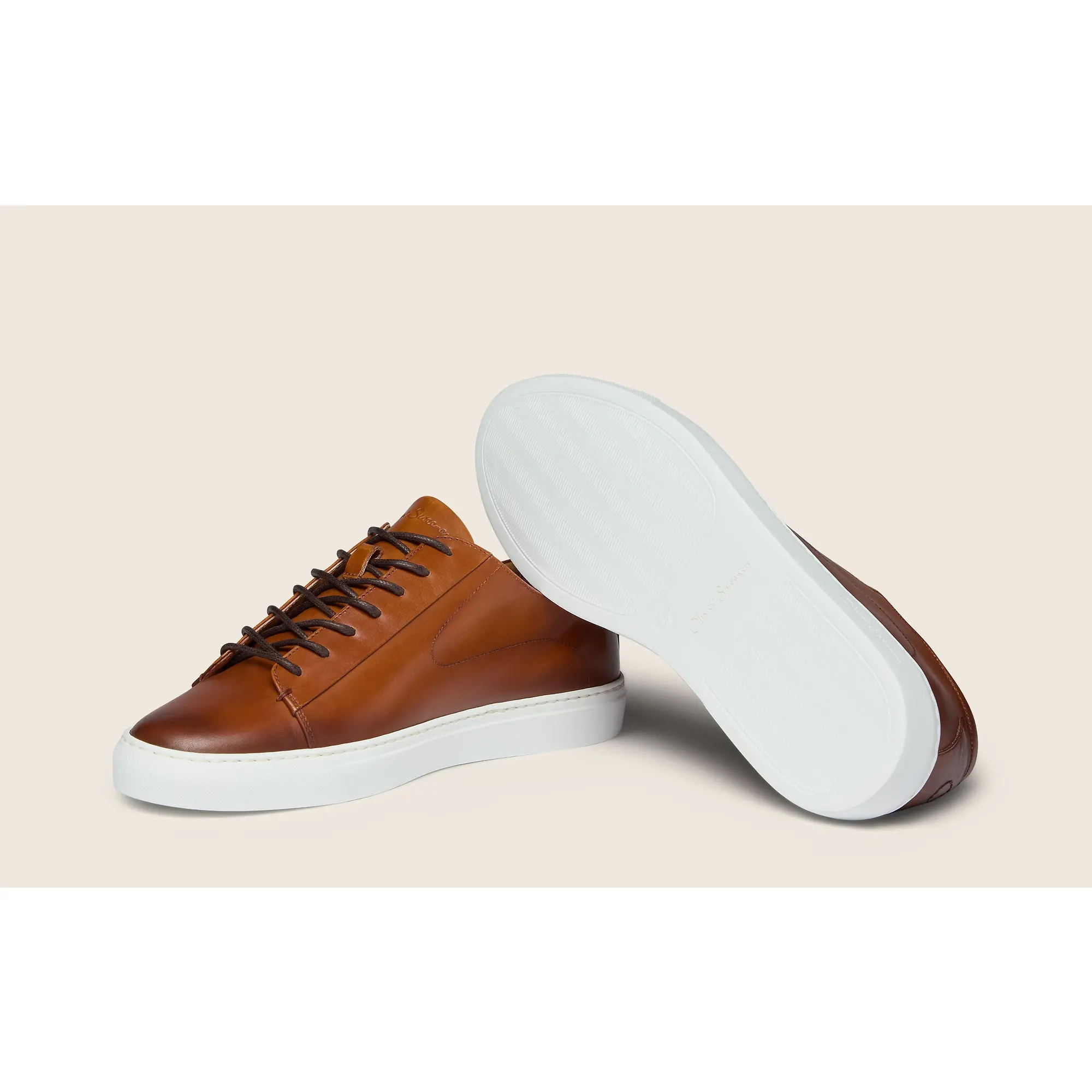 Product image 3 of 6 of Oliver Sweeney Men's Sirolo Hand-Antiqued Leather Lightweight Trainers - Dark Tan
