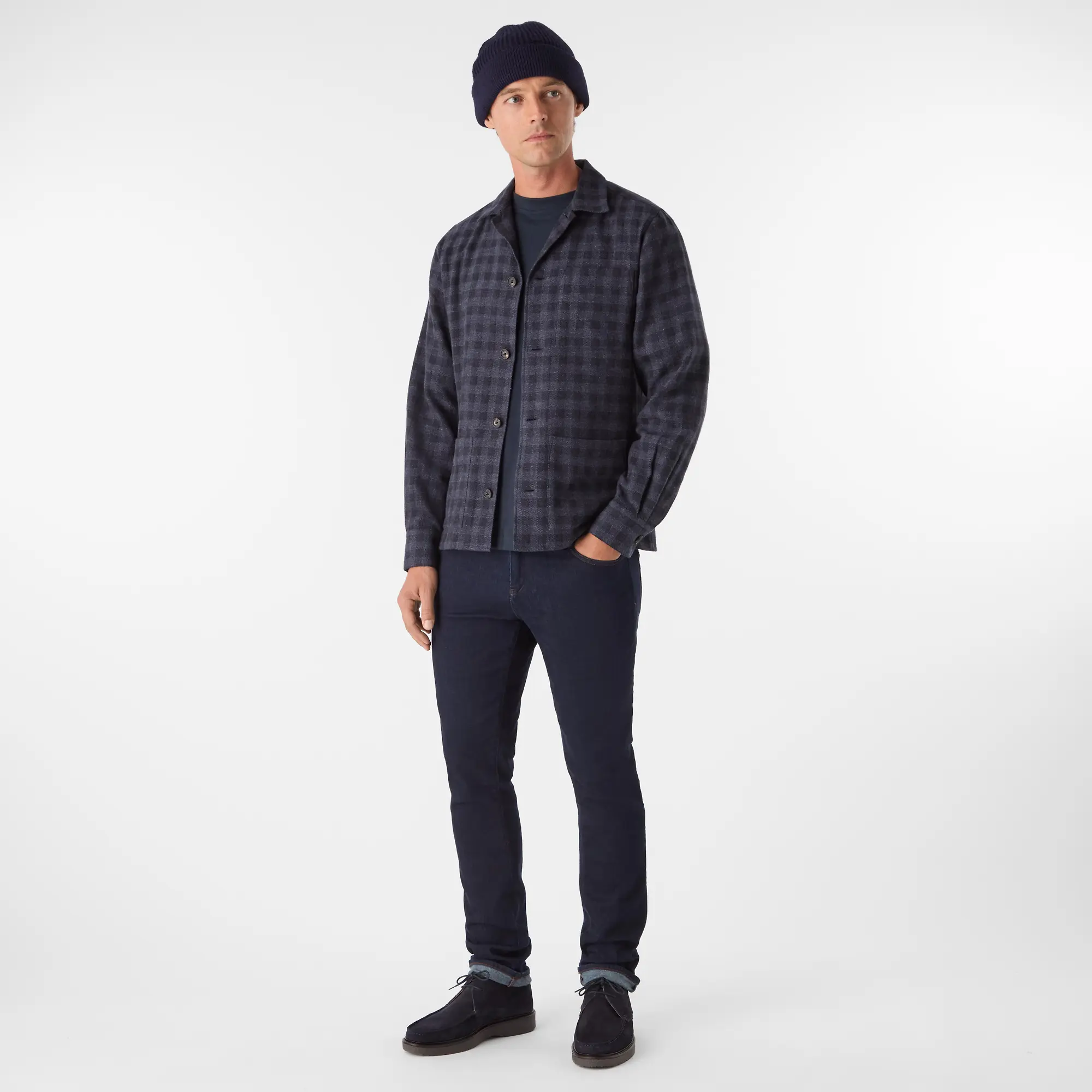 Product image 3 of 7 of Oliver Sweeney Men's Tramore Brushed Cotton Check Overshirt - Navy Check