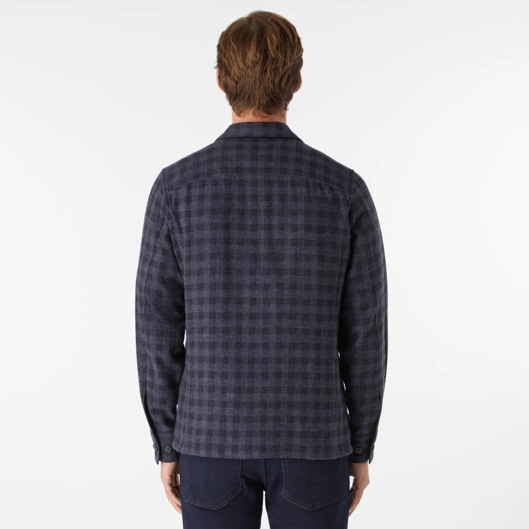 Product image 4 of 7 of Oliver Sweeney Men's Tramore Brushed Cotton Check Overshirt - Navy Check
