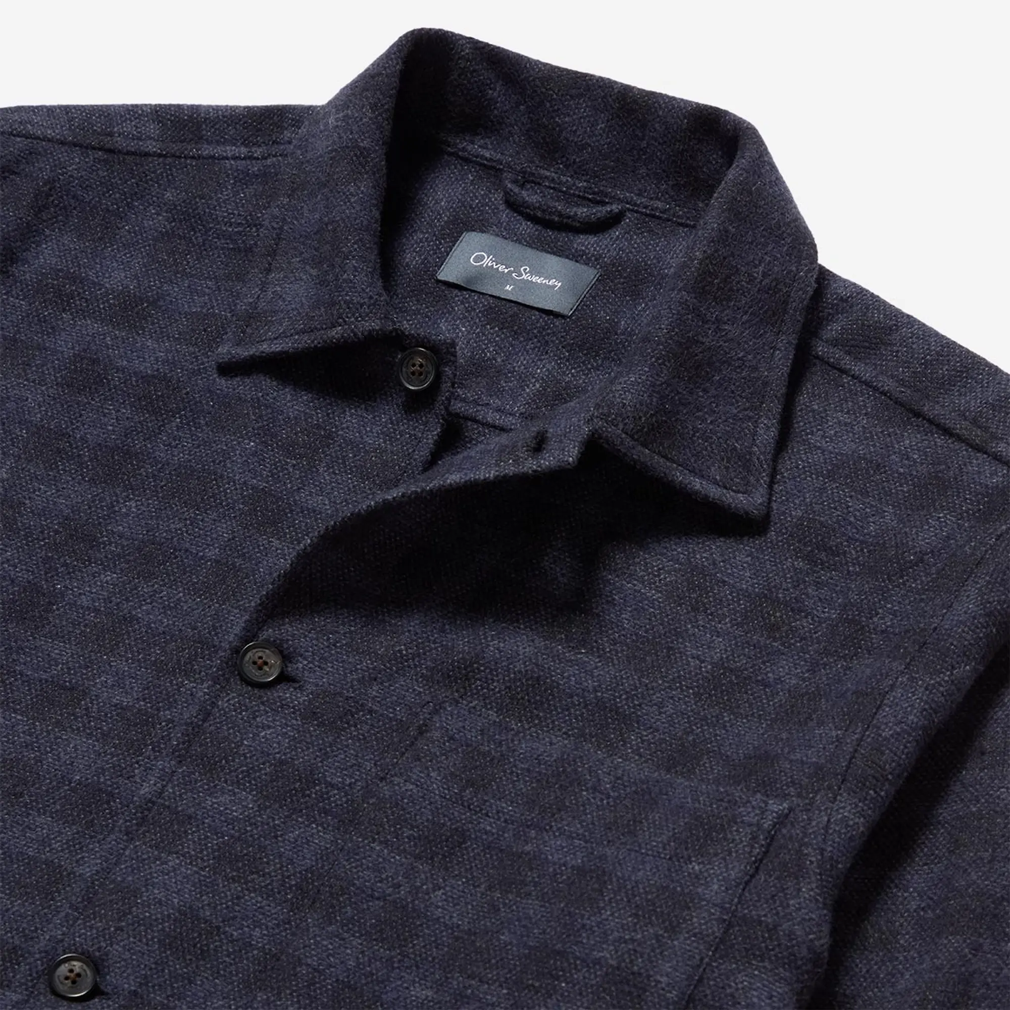 Product image 5 of 7 of Oliver Sweeney Men's Tramore Brushed Cotton Check Overshirt - Navy Check