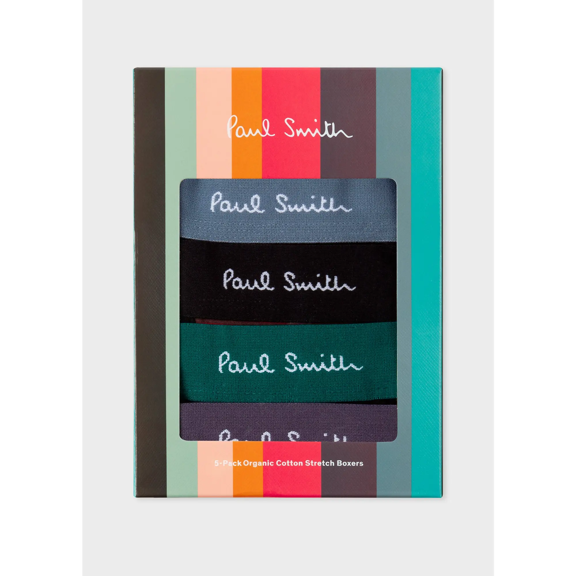 Product image 2 of 9 of Paul Smith Men's 5 Pack Signature Stripe Mixed Organic-Cotton Boxer Briefs - Black
