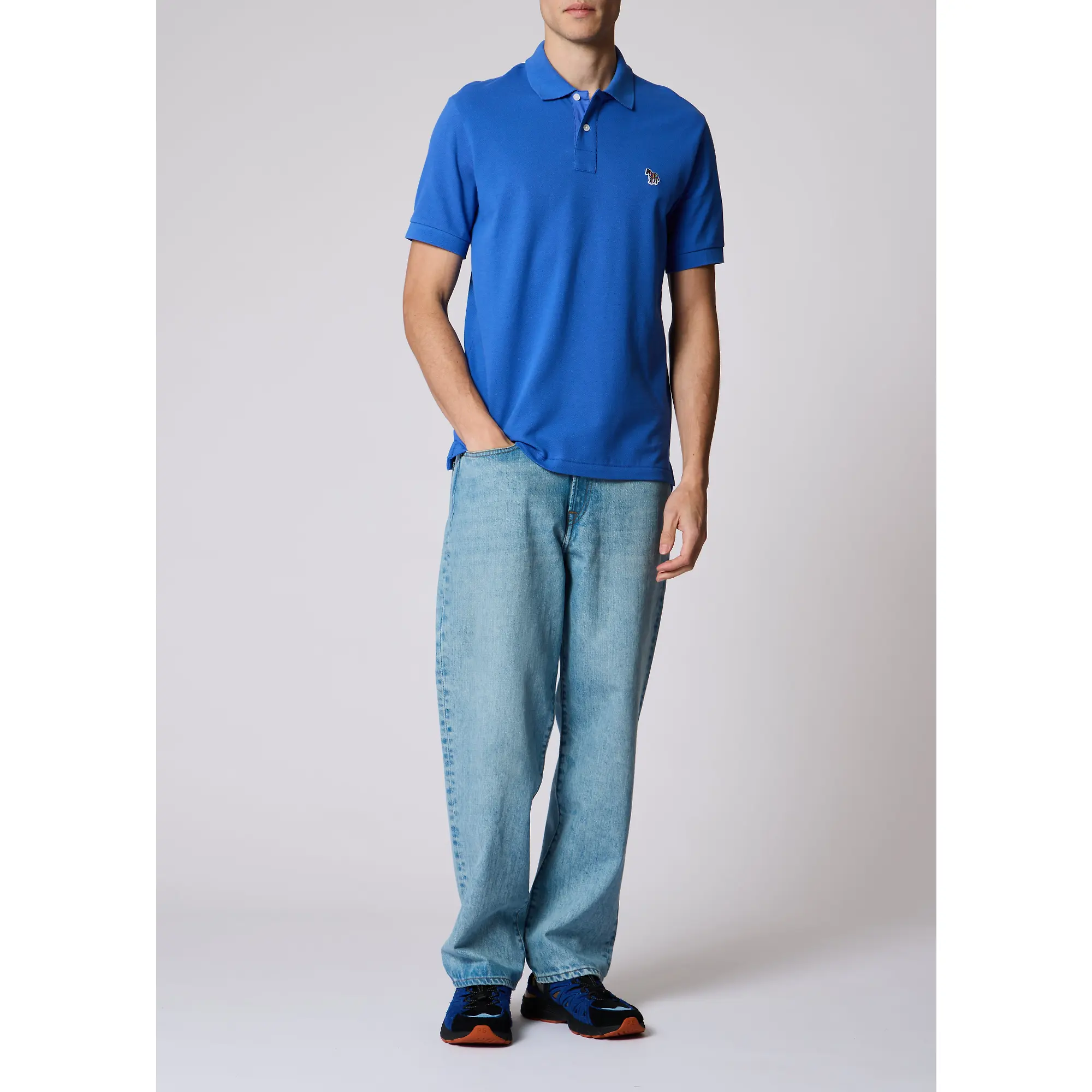 Product image 2 of 8 of Paul Smith Men's Organic Cotton Zebra Polo Shirt - Mid Blue