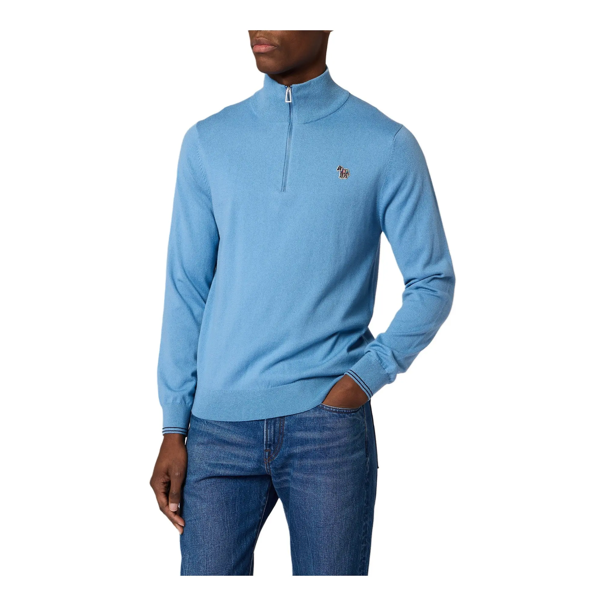 Product image 1 of 3 of Paul Smith Men's Zeb Bad Zip Neck Sweater - Light Blue