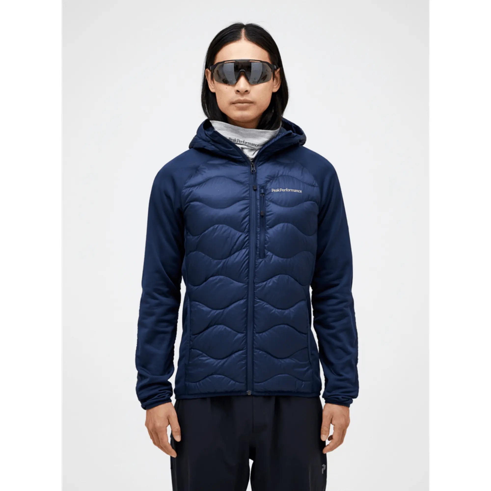 Product image 2 of 9 of Peak Performance Men's Helium Down Hybrid Hooded Jacket - Blue Shadow