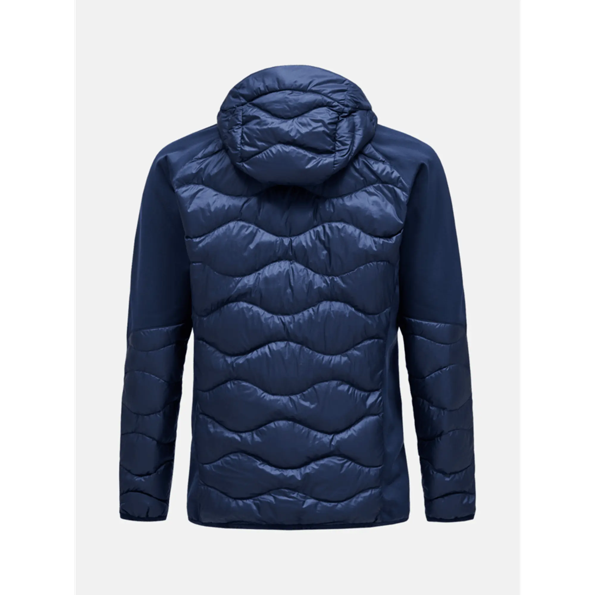 Product image 8 of 9 of Peak Performance Men's Helium Down Hybrid Hooded Jacket - Blue Shadow