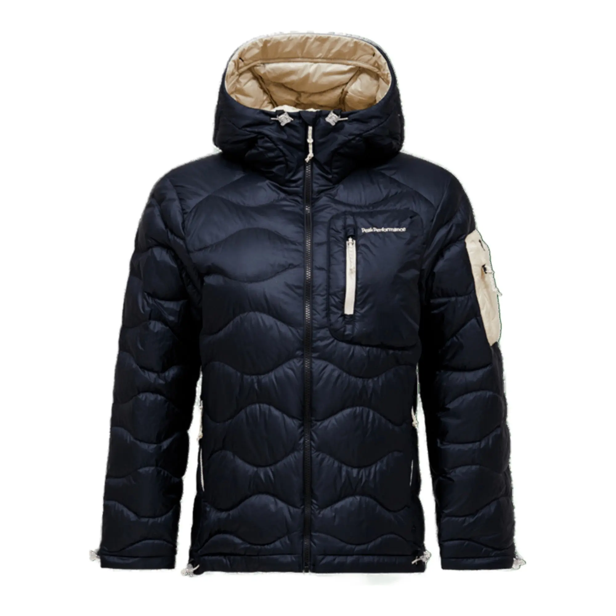 Product image 1 of 10 of Peak Performance Women's Helium Utility Down Hooded Jacket - Black/Sand Fog