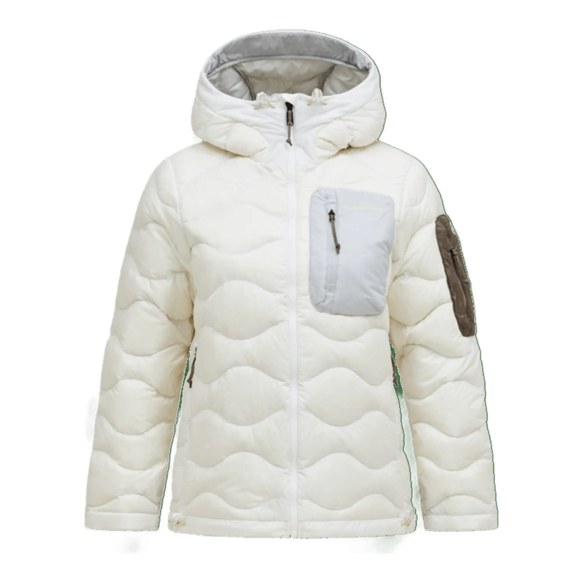 Product image 1 of 4 of Peak Performance Women's Helium Utility Down Hooded Jacket - Offwhite/Antarctica