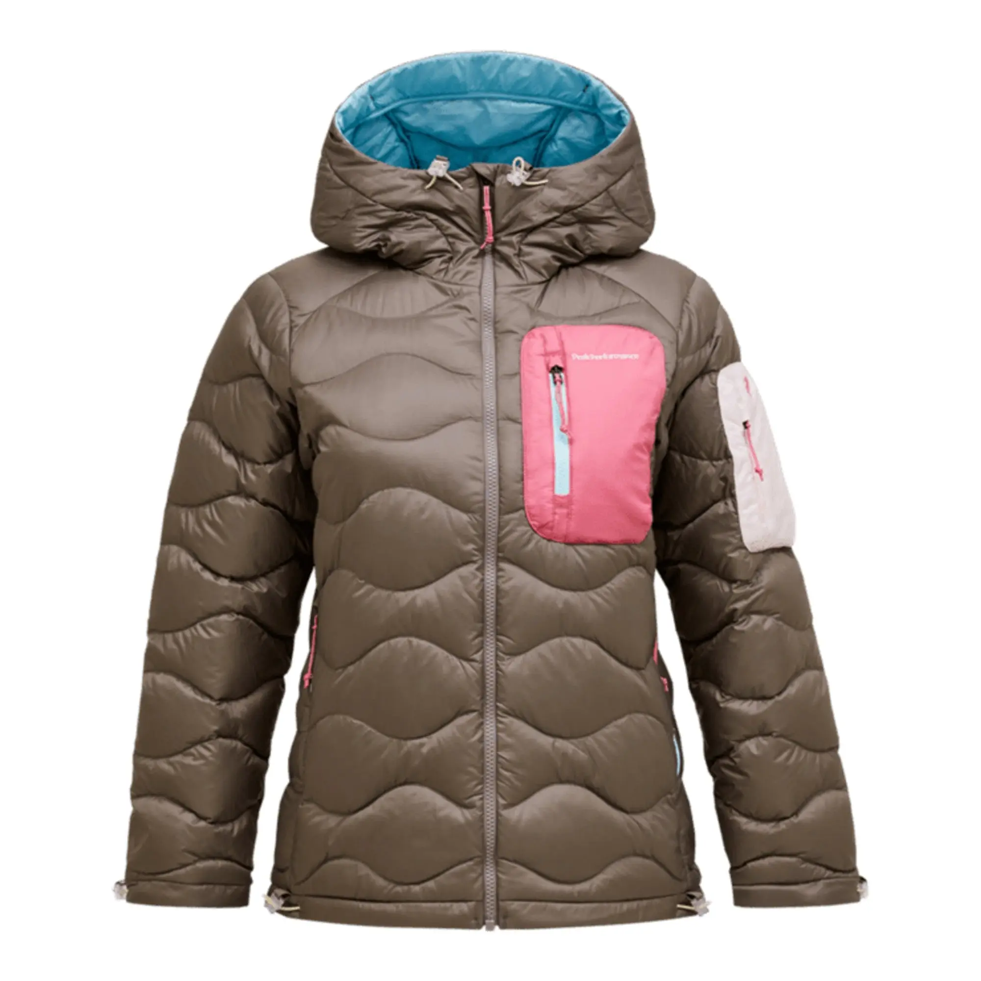 Product image 1 of 4 of Peak Performance Women's Helium Utility Down Hooded Jacket - Terrain Tan/Mountain Blush