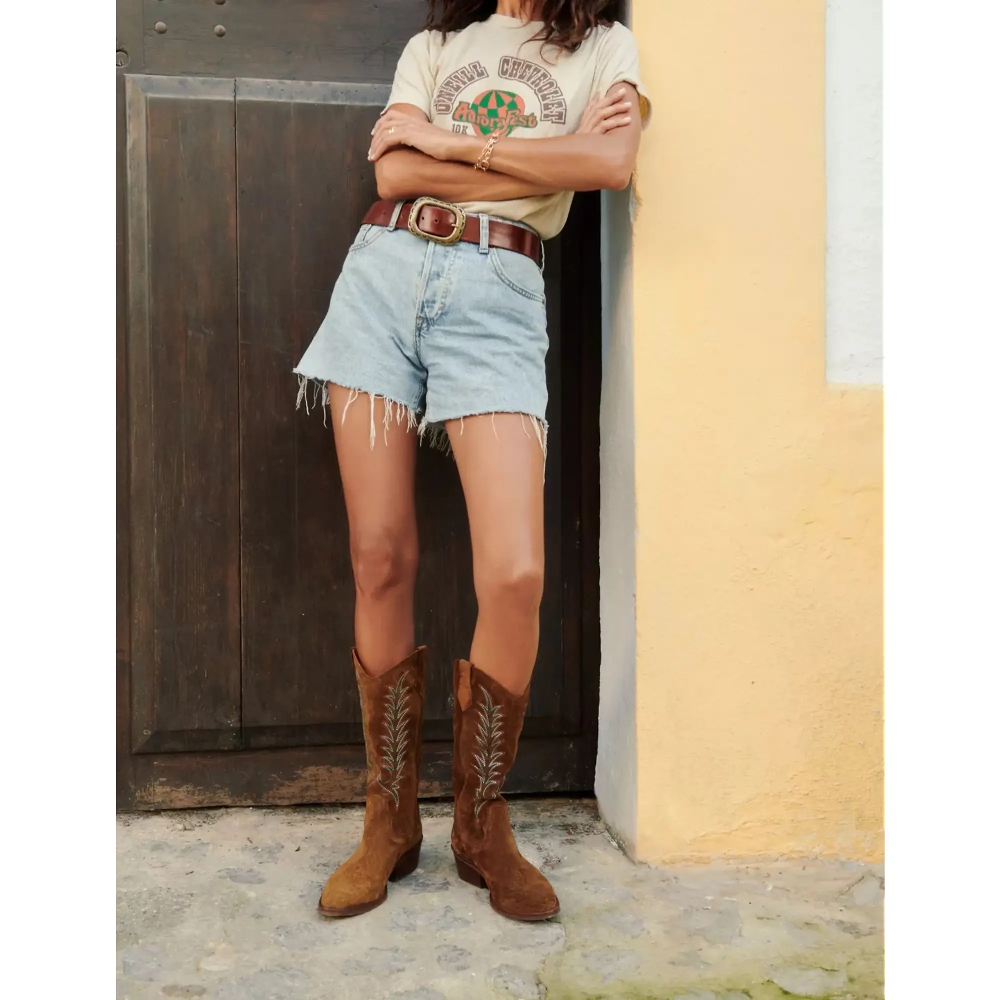 Product image 3 of 5 of Penelope Chilvers Women's Goldie Embroidered Cowboy Boots - Peat