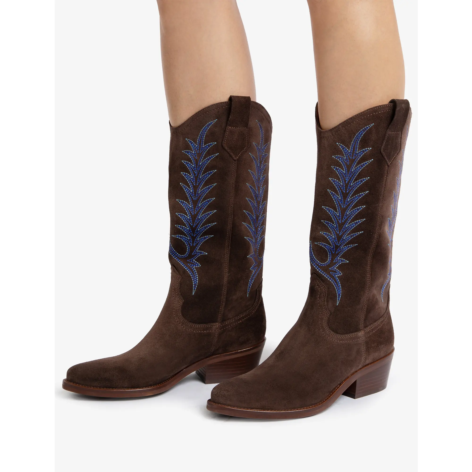 Product image 2 of 4 of Penelope Chilvers Women's Goldie Suede Embroidered Boots - Bitter Chocolate