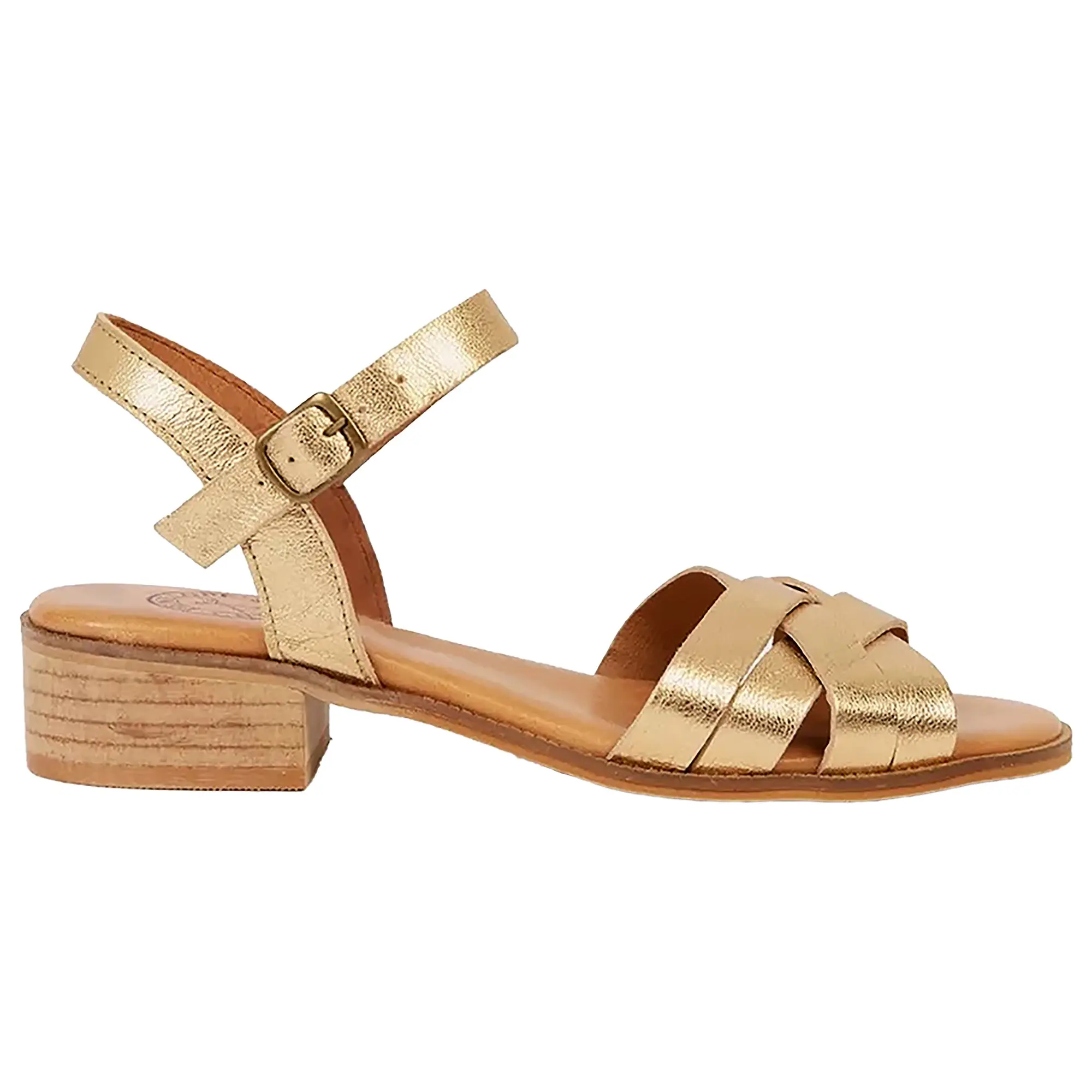 Product image 1 of 7 of Penelope Chilvers Women's Heeled Shepherdess Metallic Leather Sandals - Gold