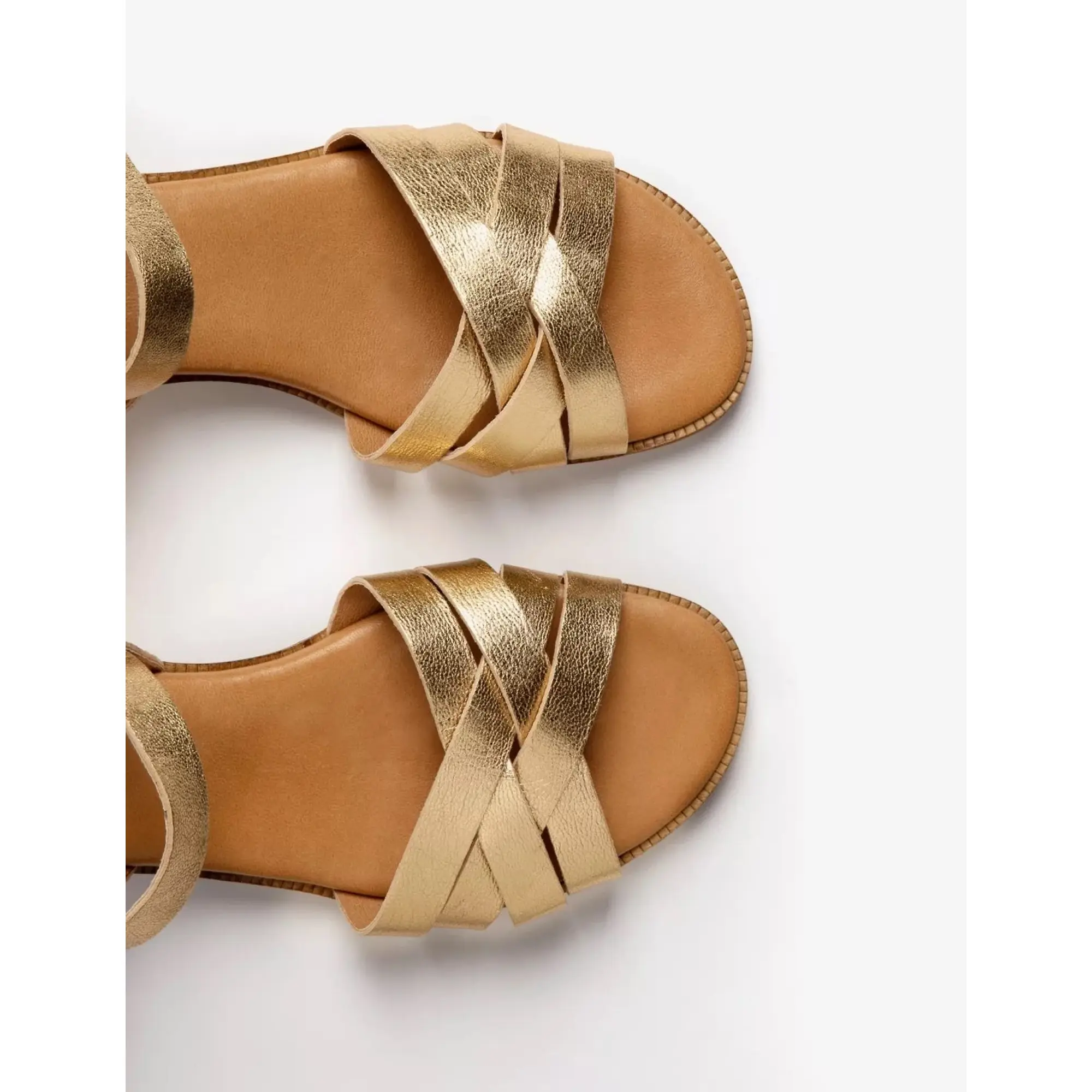 Product image 5 of 7 of Penelope Chilvers Women's Heeled Shepherdess Metallic Leather Sandals - Gold