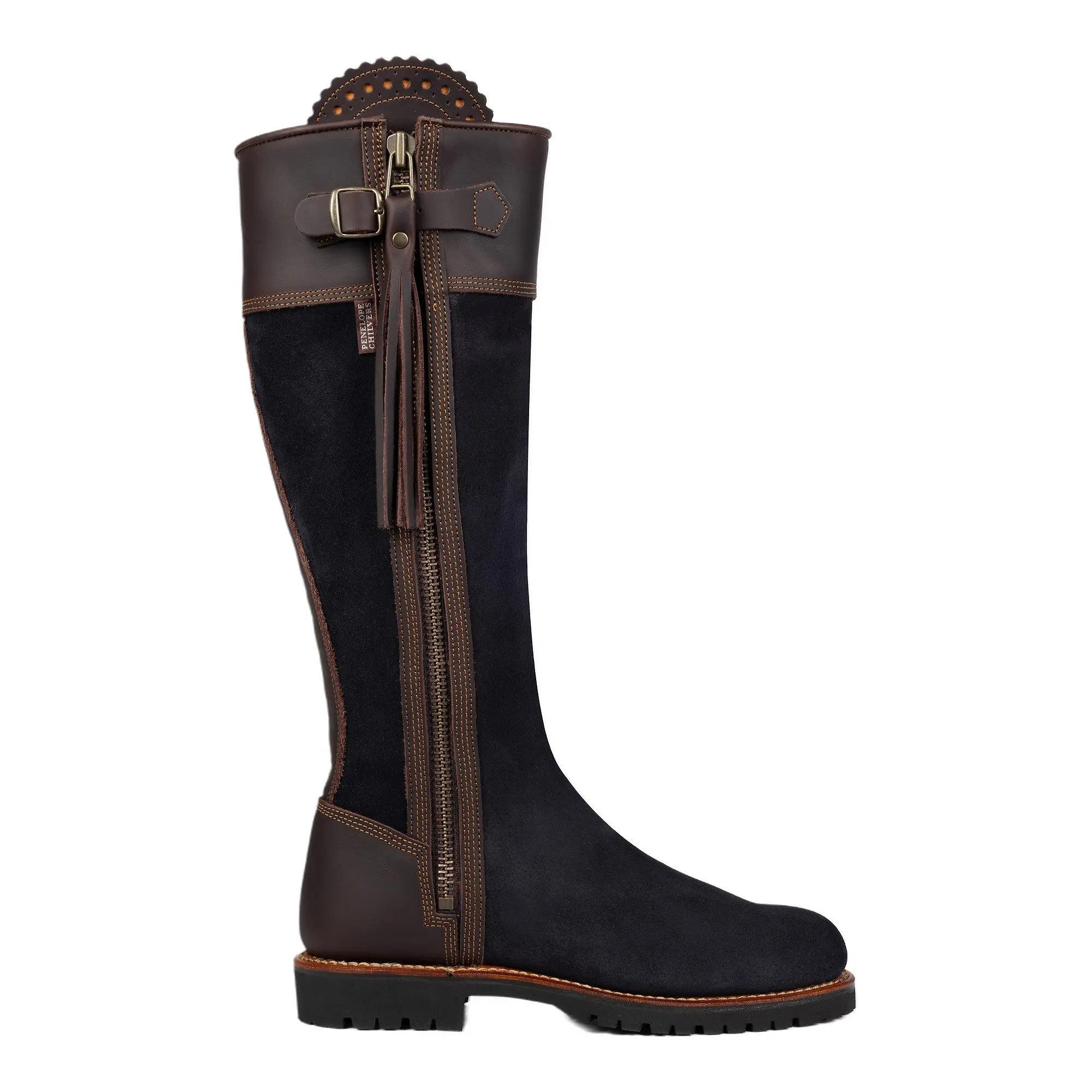 Product image 1 of 4 of Penelope Chilvers Women's Inclement Long Tassel Boots Generous Fit - Navy/Dark Brown