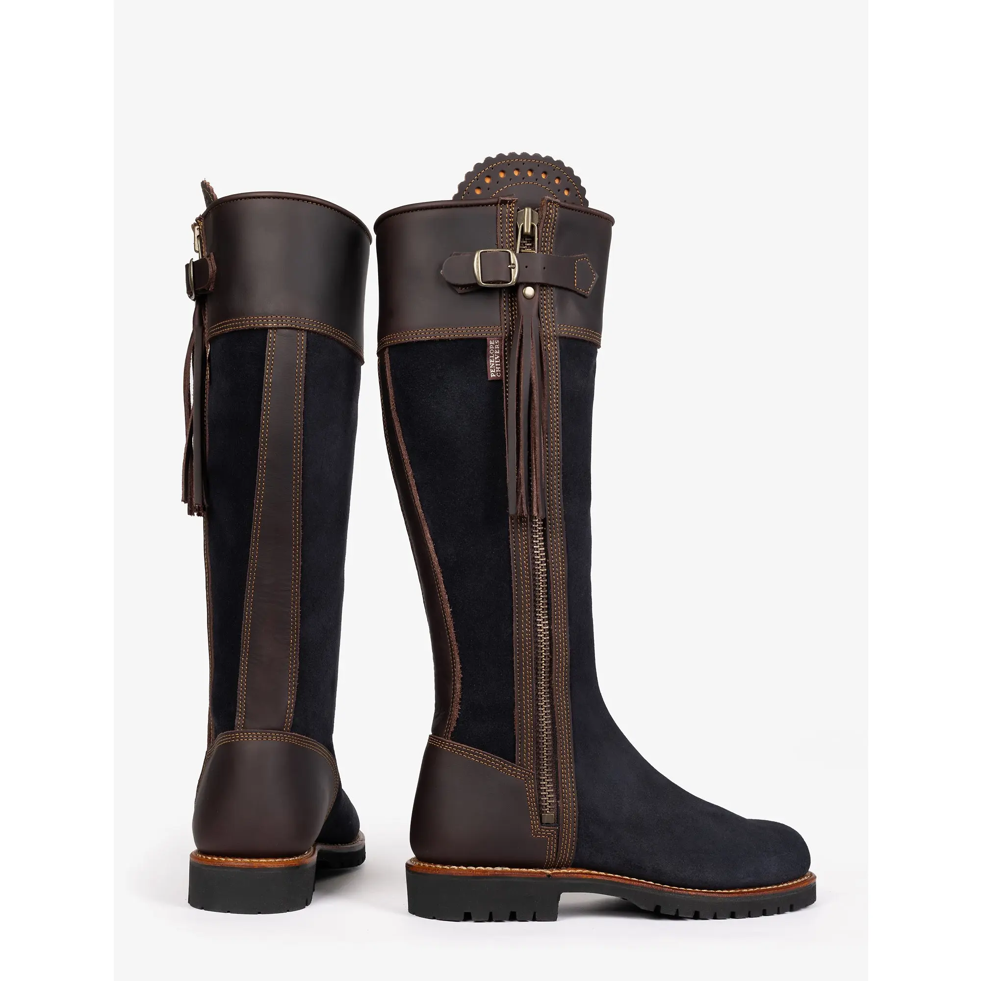 Product image 2 of 4 of Penelope Chilvers Women's Inclement Long Tassel Boots Generous Fit - Navy/Dark Brown