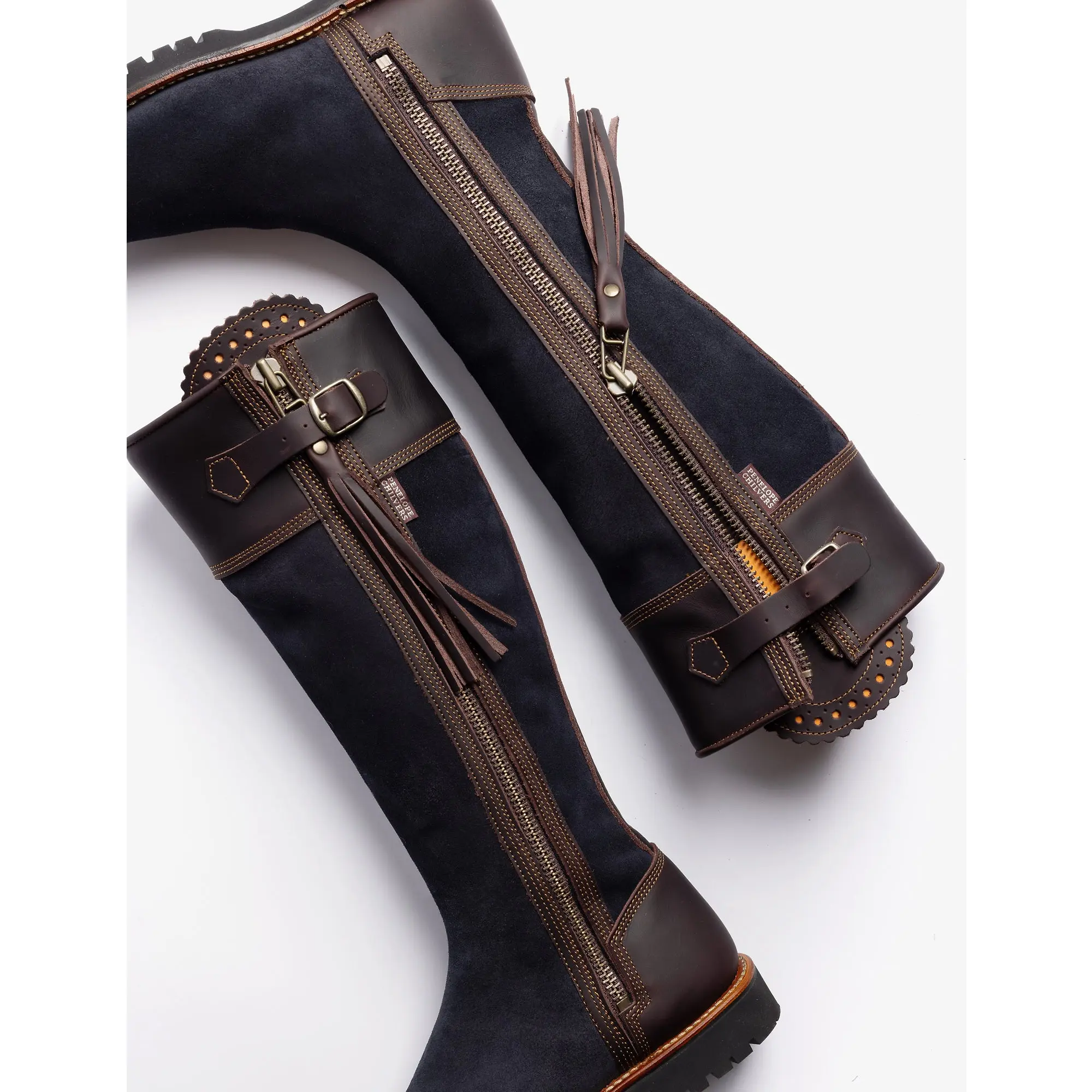 Product image 3 of 4 of Penelope Chilvers Women's Inclement Long Tassel Boots Generous Fit - Navy/Dark Brown