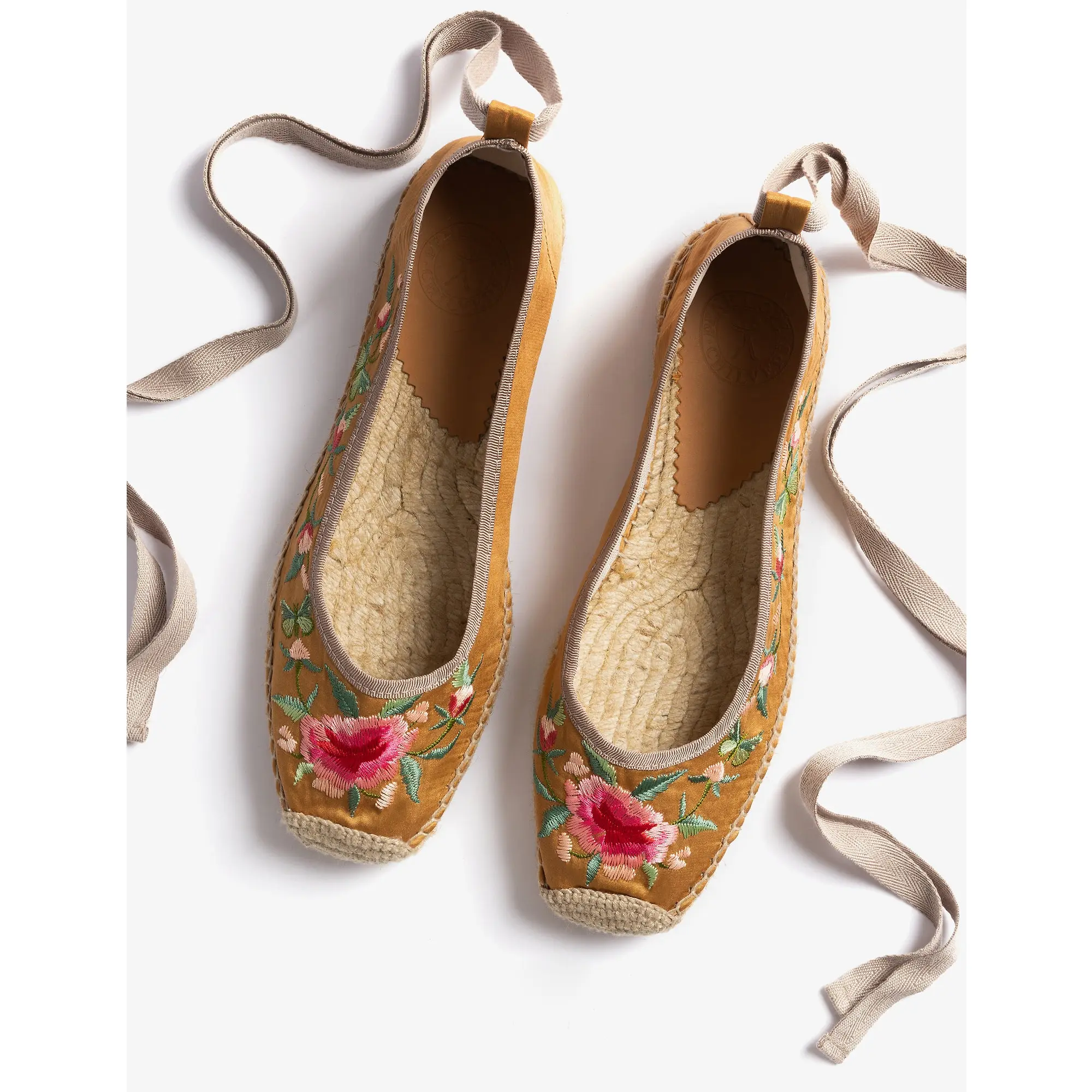 Product image 3 of 4 of Penelope Chilvers Women's Allegra Butterfly Embroidered Satin Espadrilles - Honey