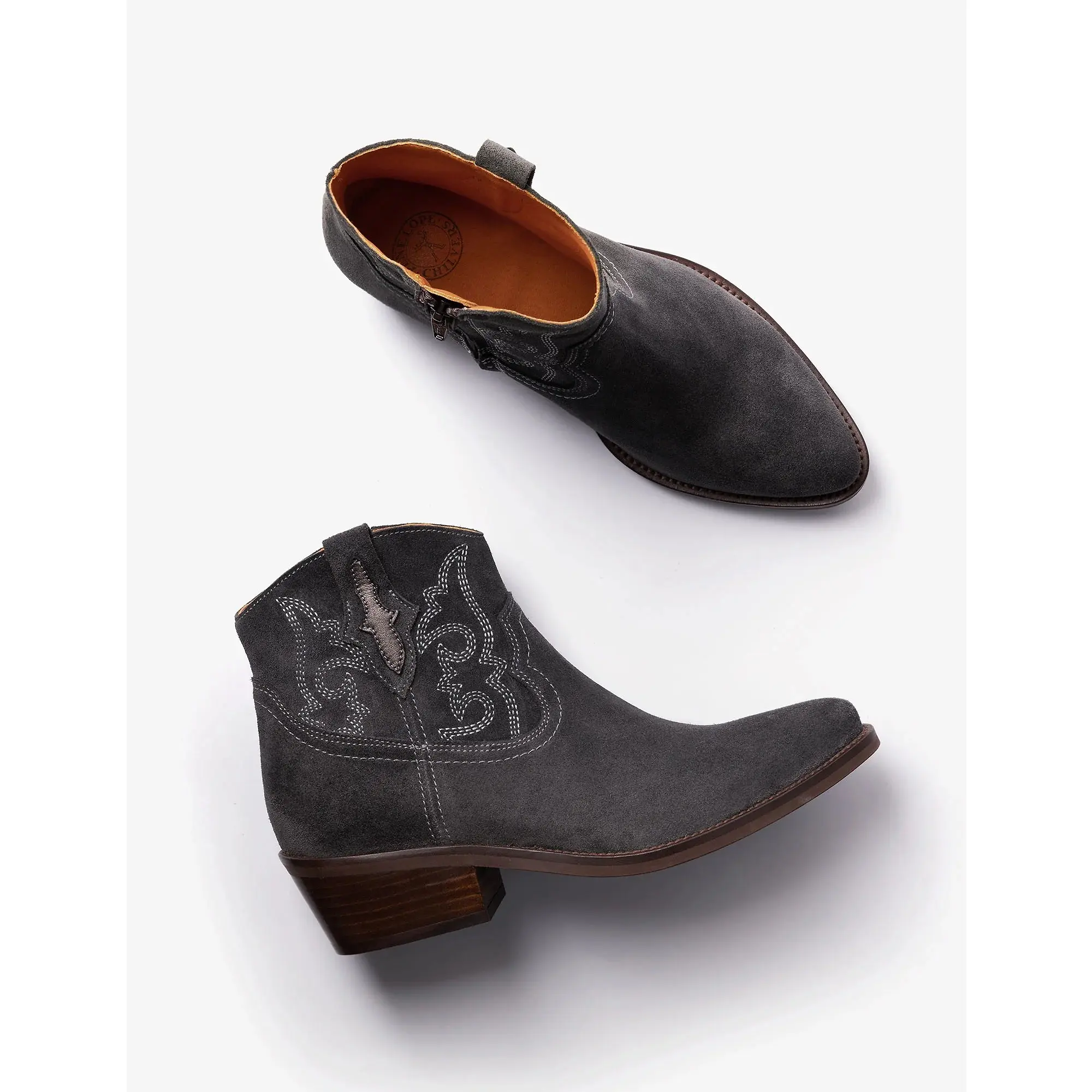 Product image 4 of 5 of Penelope Chilvers Women's Cassidy Suede Embroidered Boots - Slate