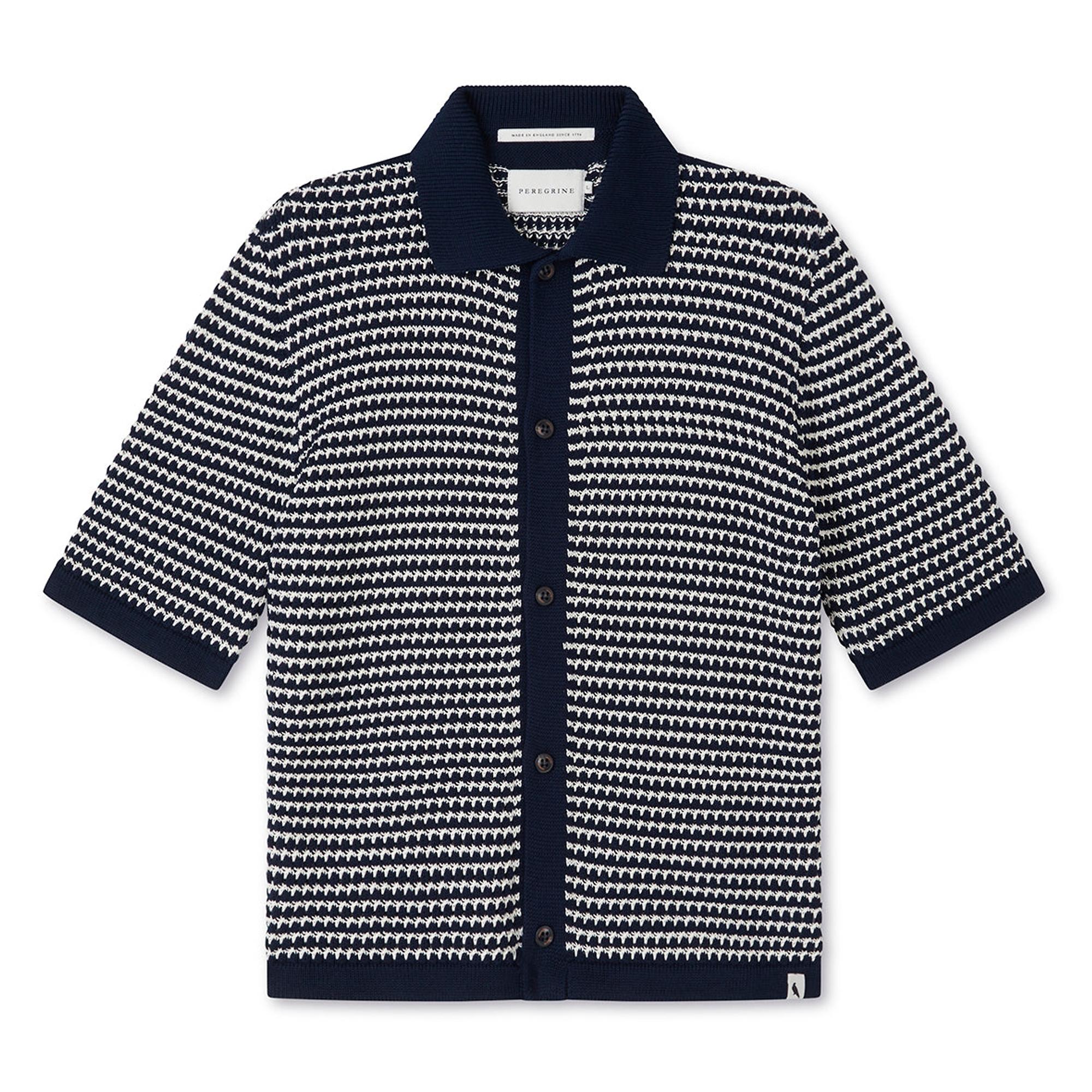 Peregrine Men's Island Crochet Shirt - Navy | British Attire
