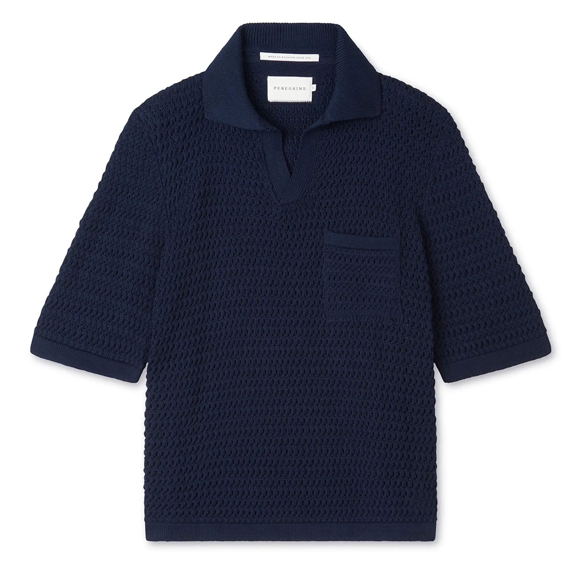 Product image 1 of 10 of Peregrine Men's Island Crochet Polo Shirt - Navy