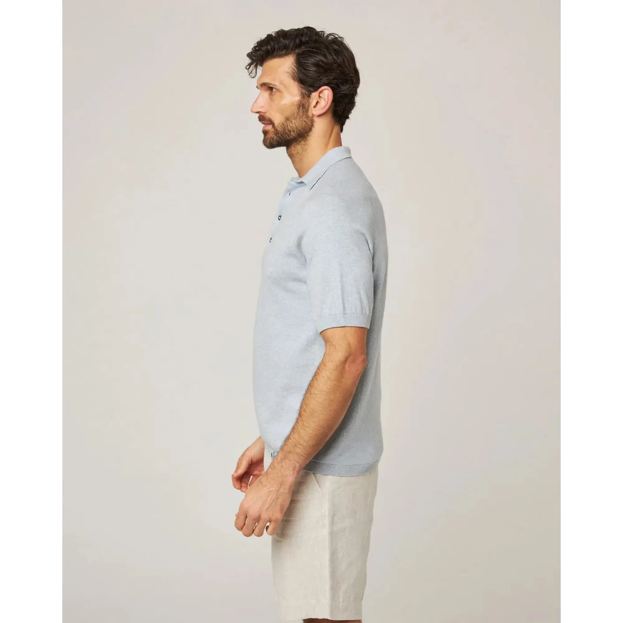 Product image 4 of 8 of Peregrine Men's Jones Made In England Cotton Polo Shirt 2.0 - Washed Denim