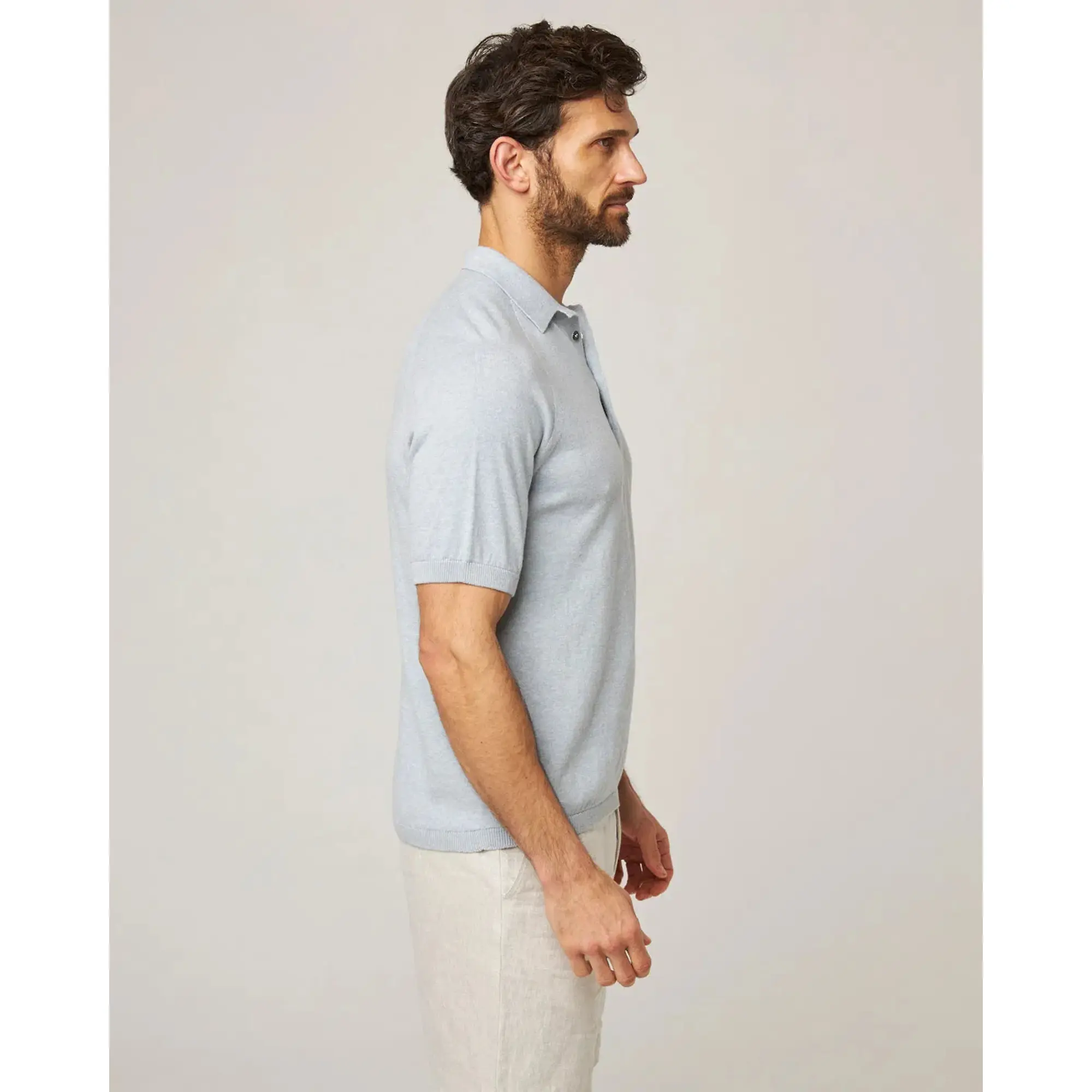 Product image 3 of 8 of Peregrine Men's Jones Made In England Cotton Polo Shirt 2.0 - Washed Denim