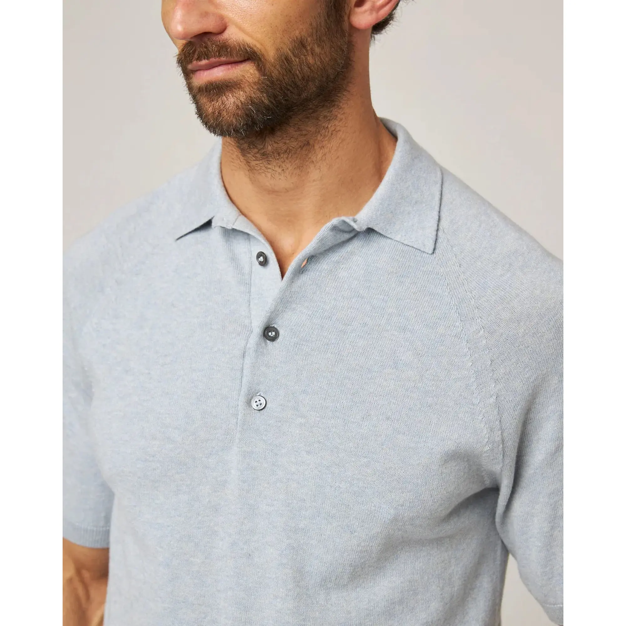 Product image 6 of 8 of Peregrine Men's Jones Made In England Cotton Polo Shirt 2.0 - Washed Denim