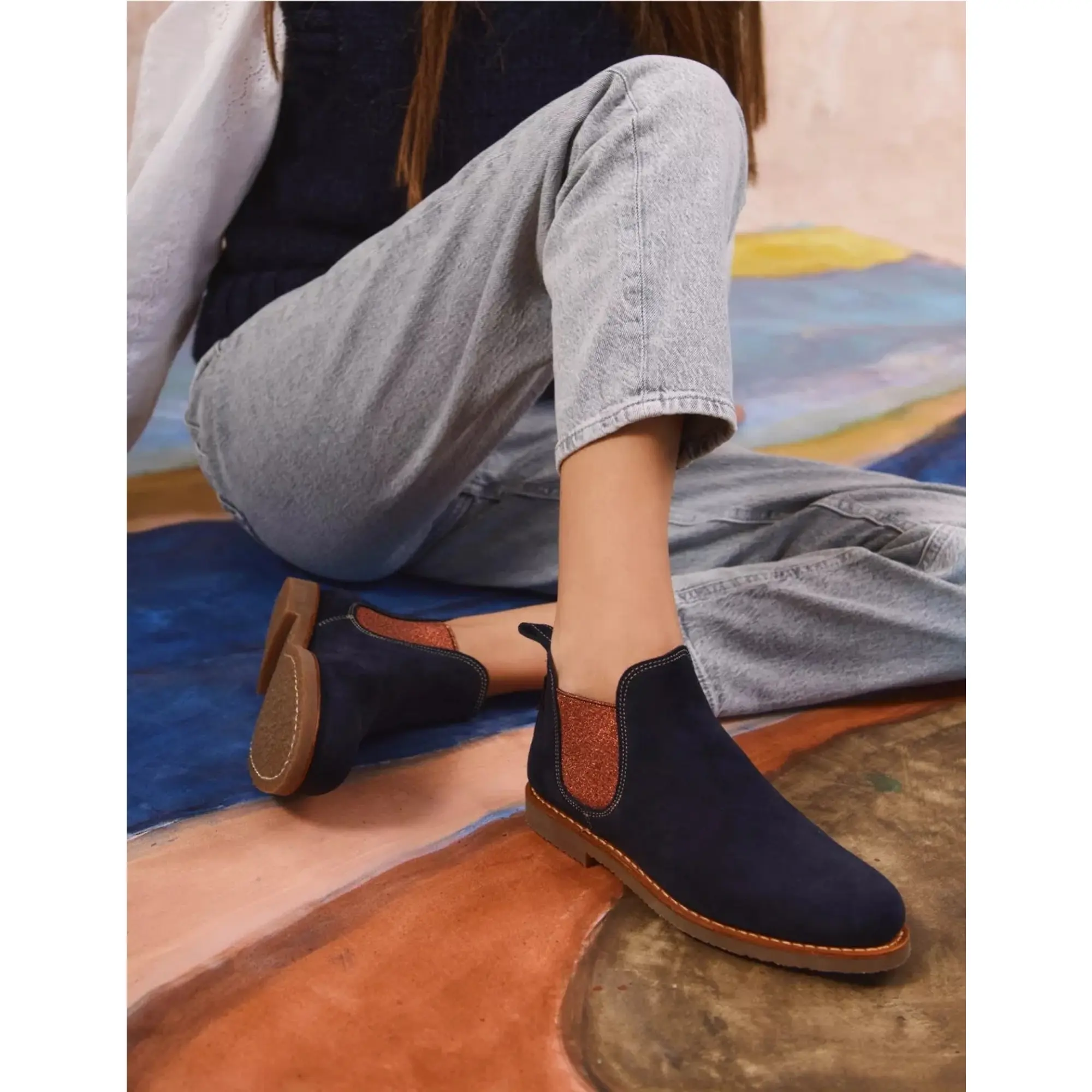 Product image 3 of 7 of Penelope Chilvers Women's Safari Suede Boots - Navy/Cinnamon