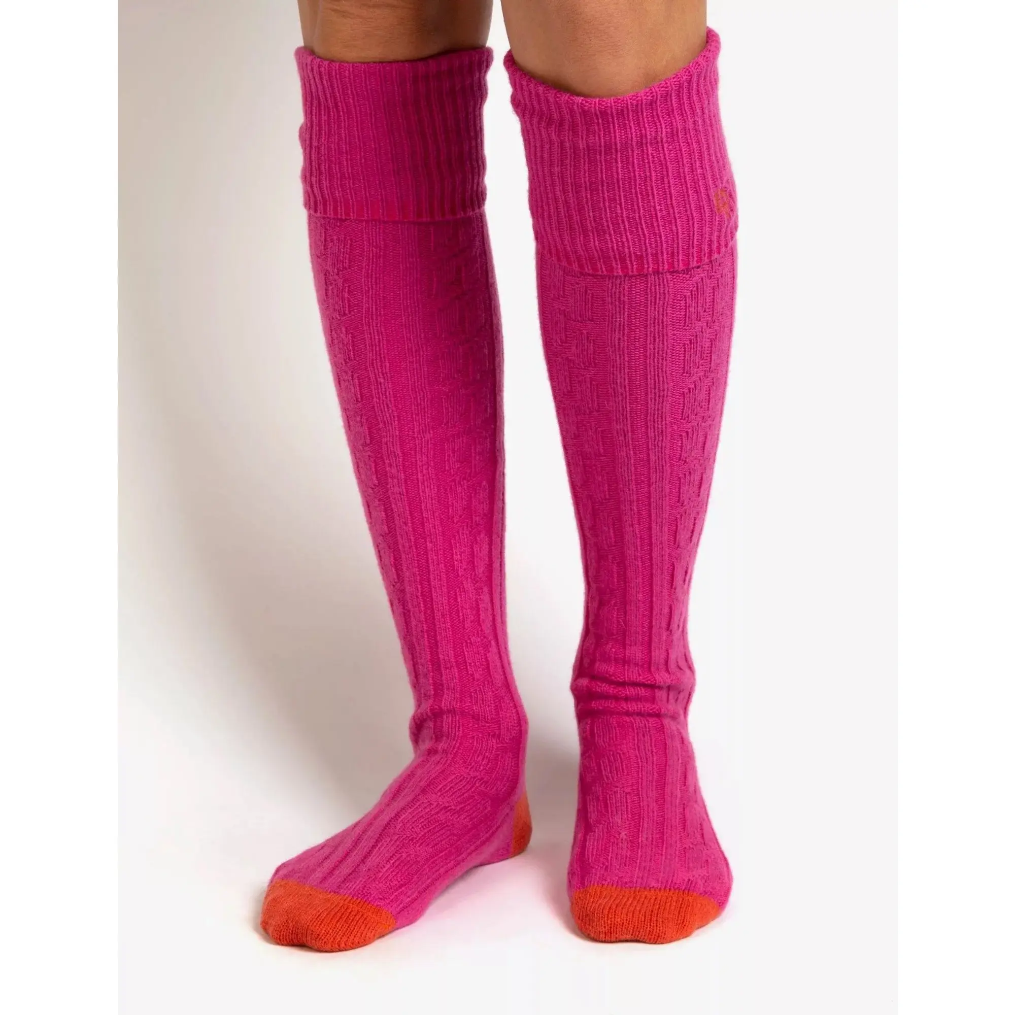 Product image 4 of 5 of Penelope Chilvers Women's Cashmere Cable Boot Socks - Pink