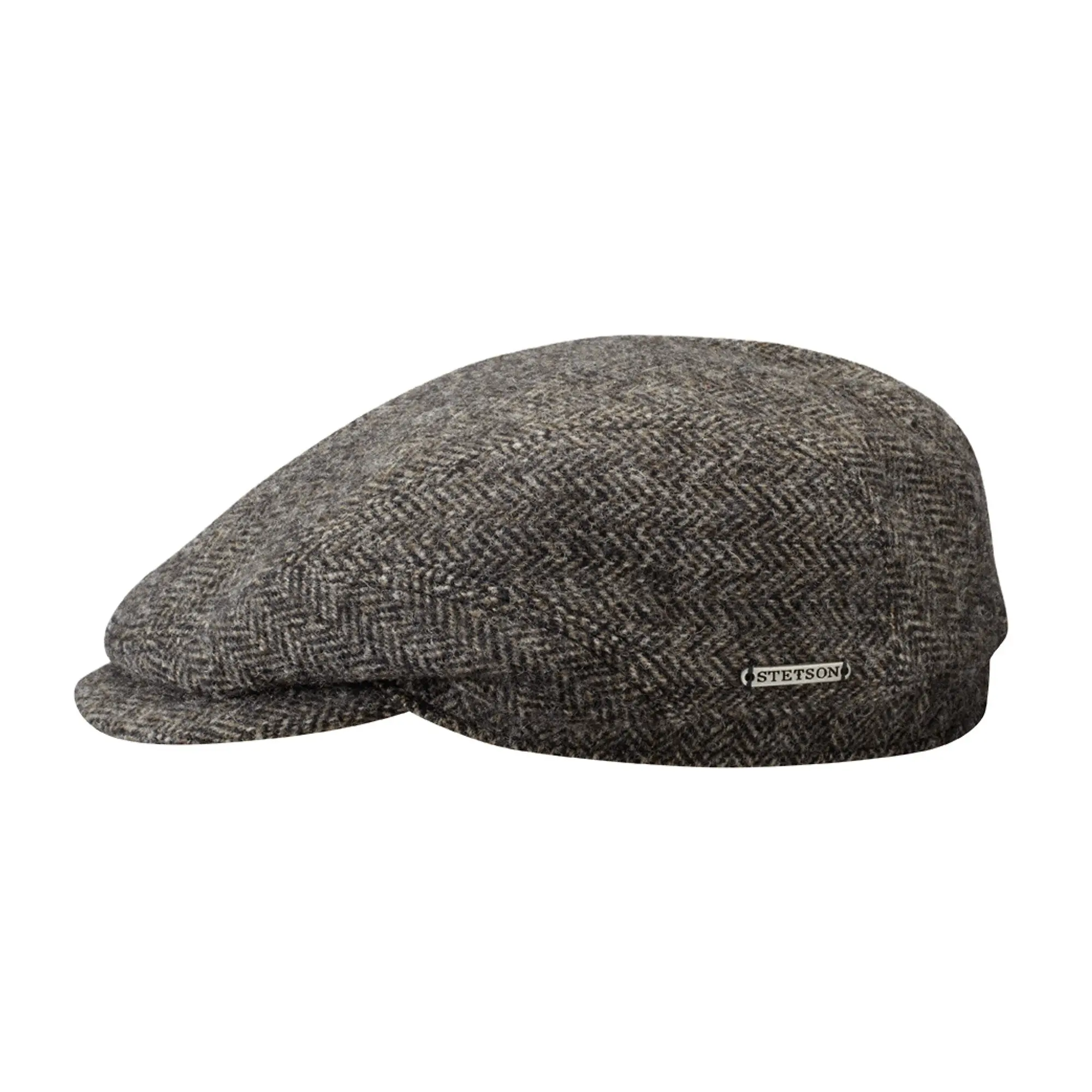 Product image 1 of 6 of Stetson Belfast Driver Wool Herringbone Flat Cap - Anthra Melange Herringbone