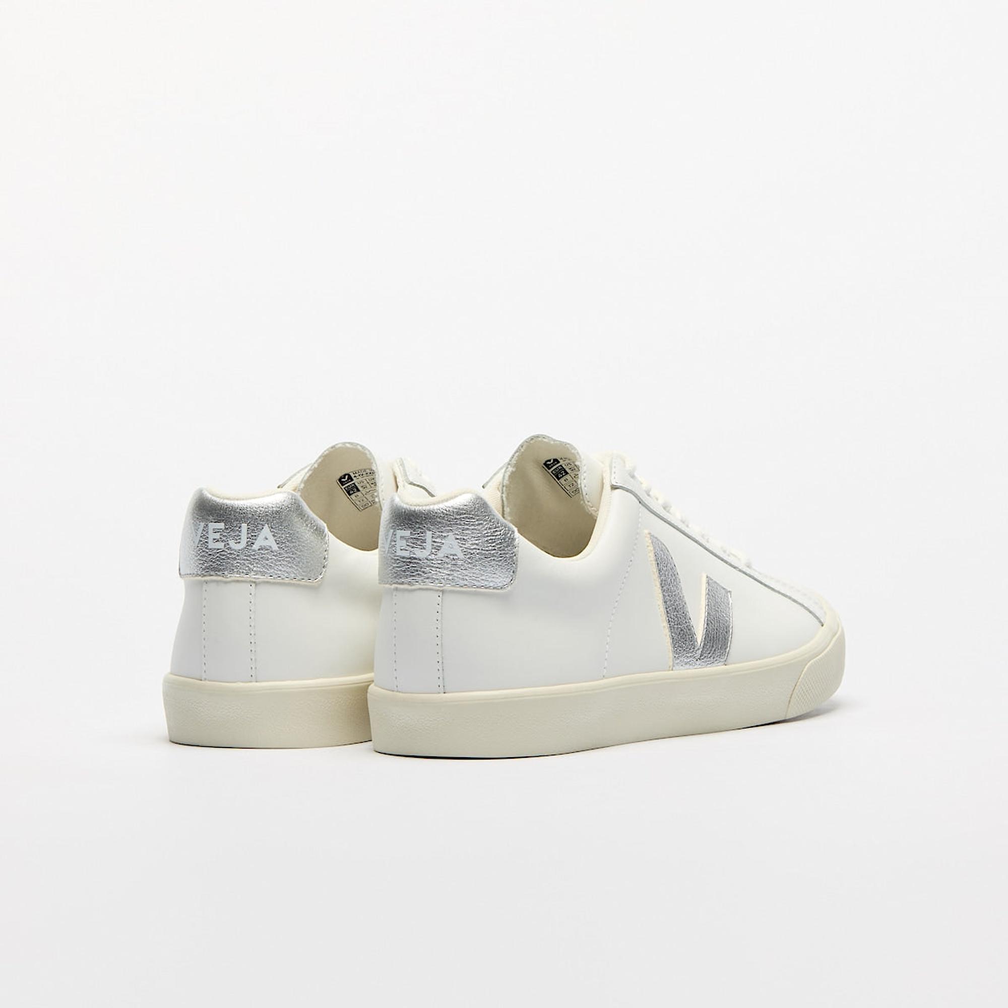 VEJA Women's Esplar Leather Sneaker - White Silver | British Attire