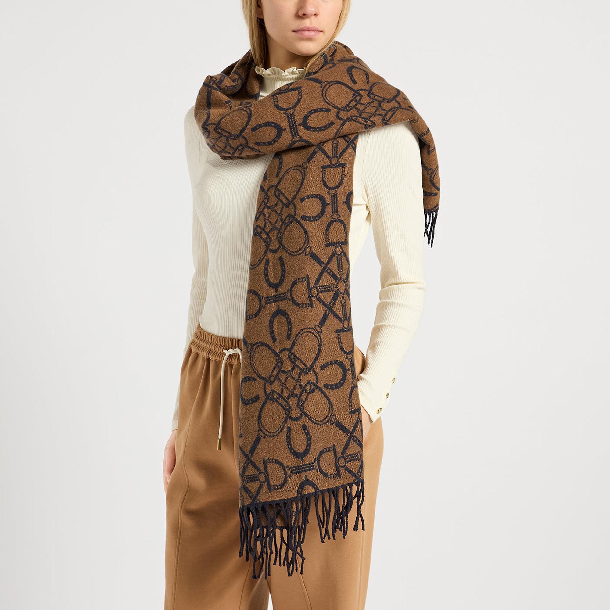 Product image 1 of 2 of Joules Women's Elissa Double-Sided Jacquard Scarf - Navy/Tan