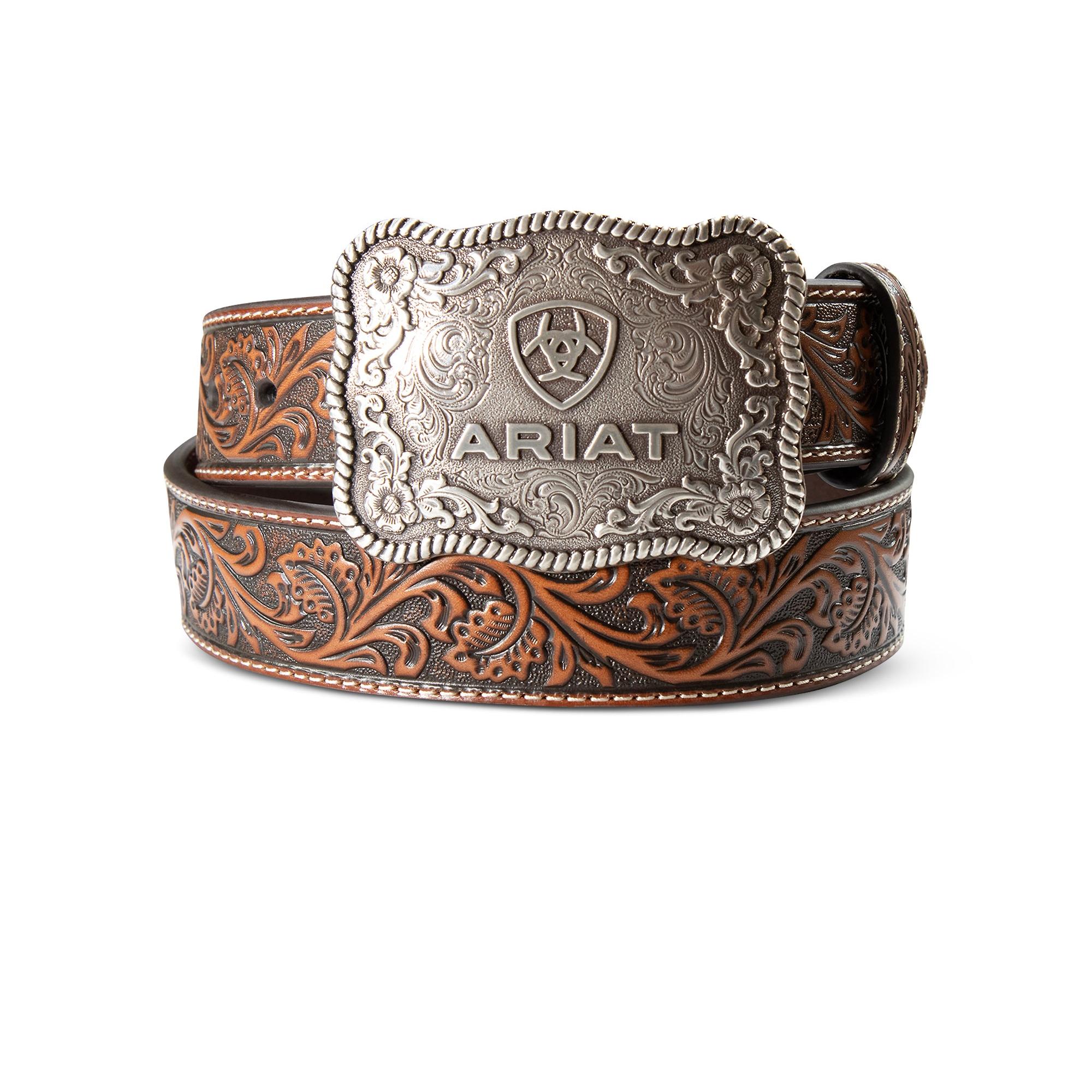 Product image 1 of 1 of Ariat Men's Leather Cow Buckle Belt - Brown