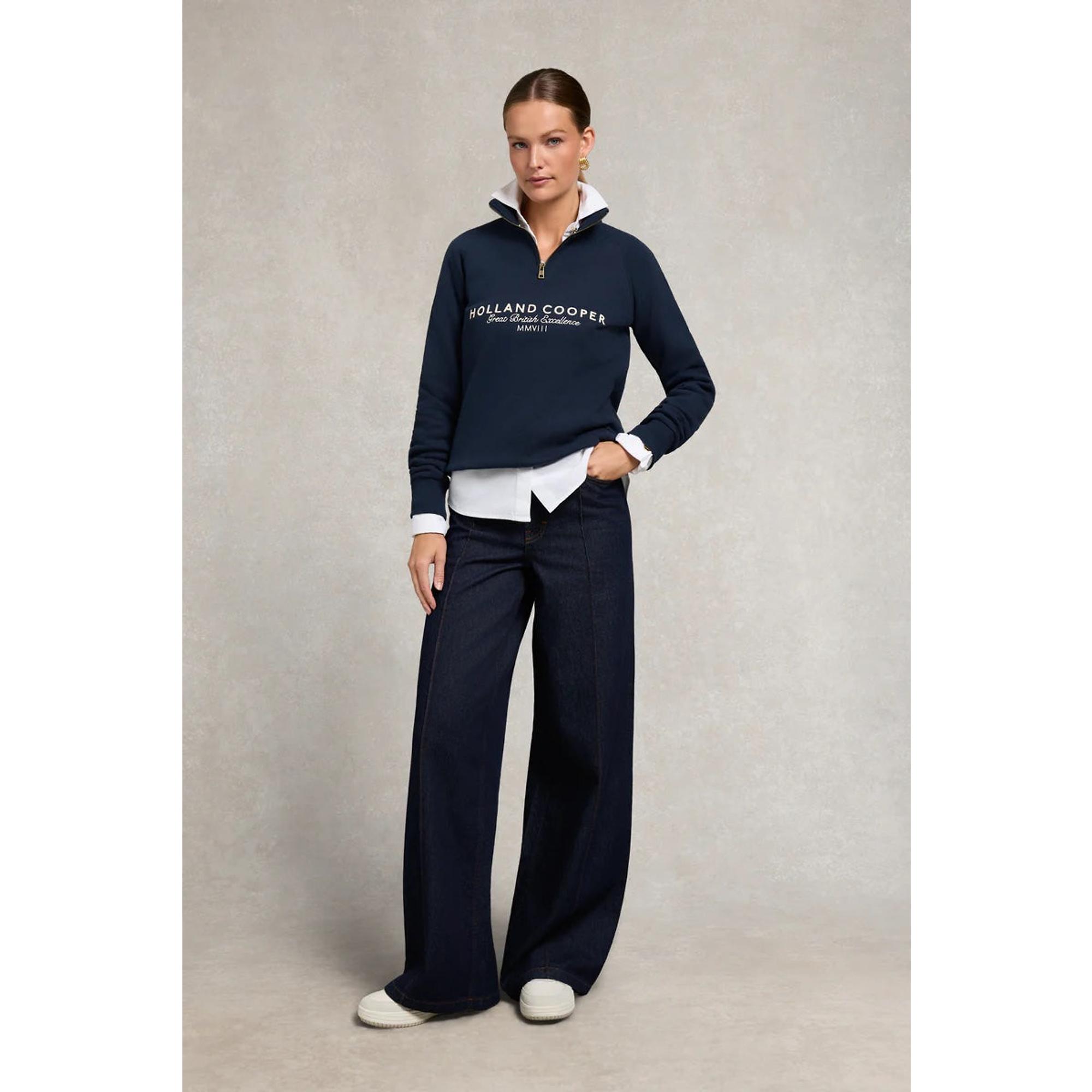 Product image 3 of 9 of Holland Cooper Women's Sporting Goods Zip Henley - Ink Navy