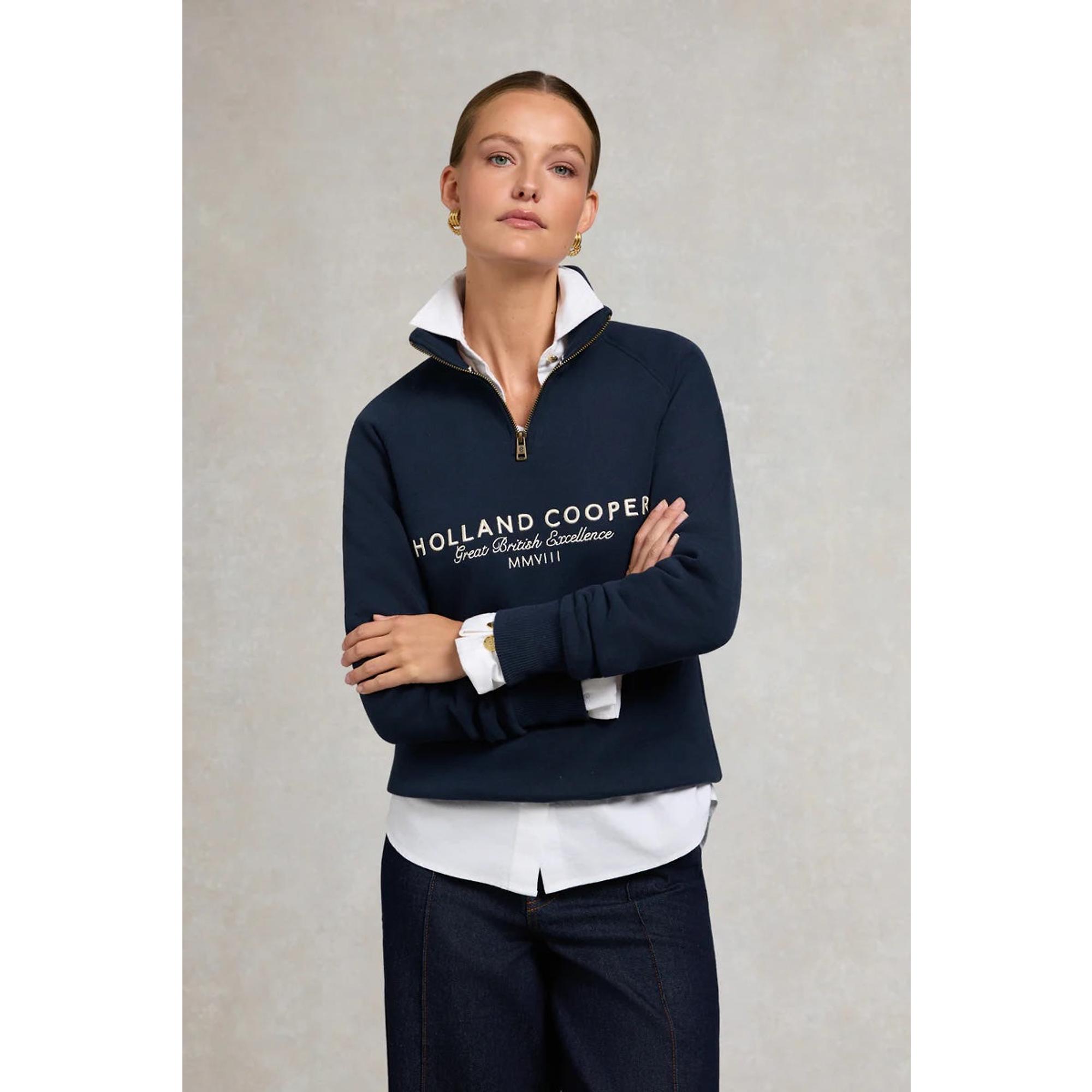 Product image 4 of 9 of Holland Cooper Women's Sporting Goods Zip Henley - Ink Navy